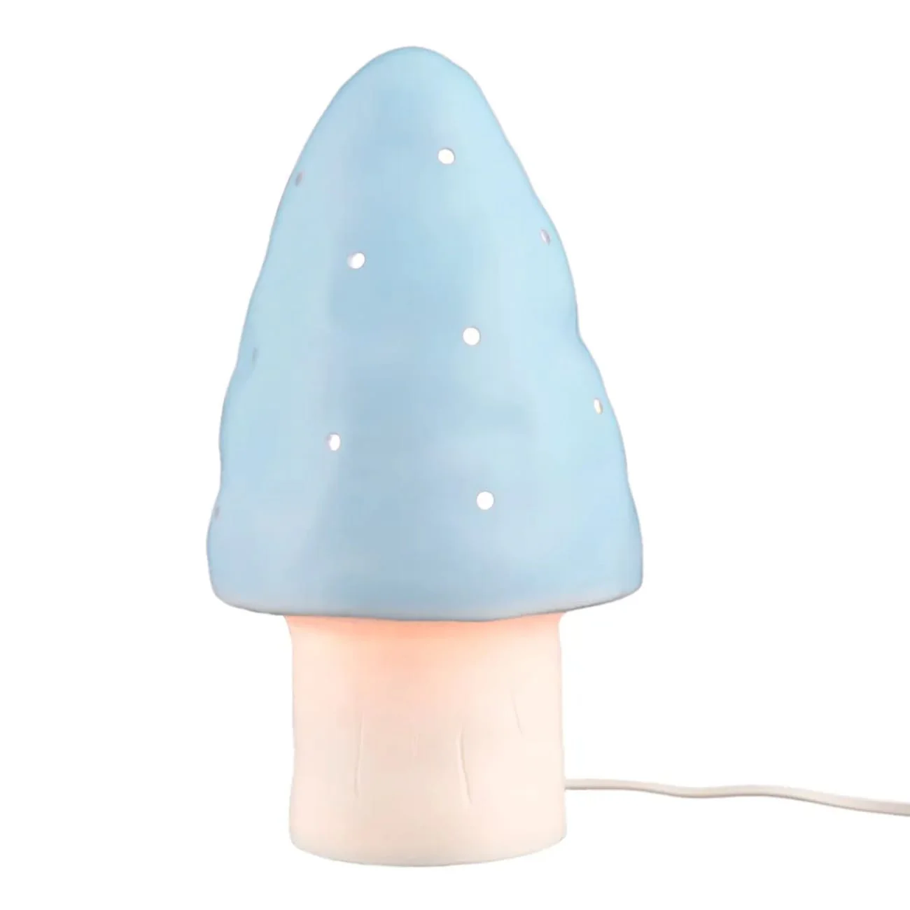 Zauberhafte Pilzlampe klein für Kinderzimmer & Babyzimmer – Hellblaues Nachtlicht