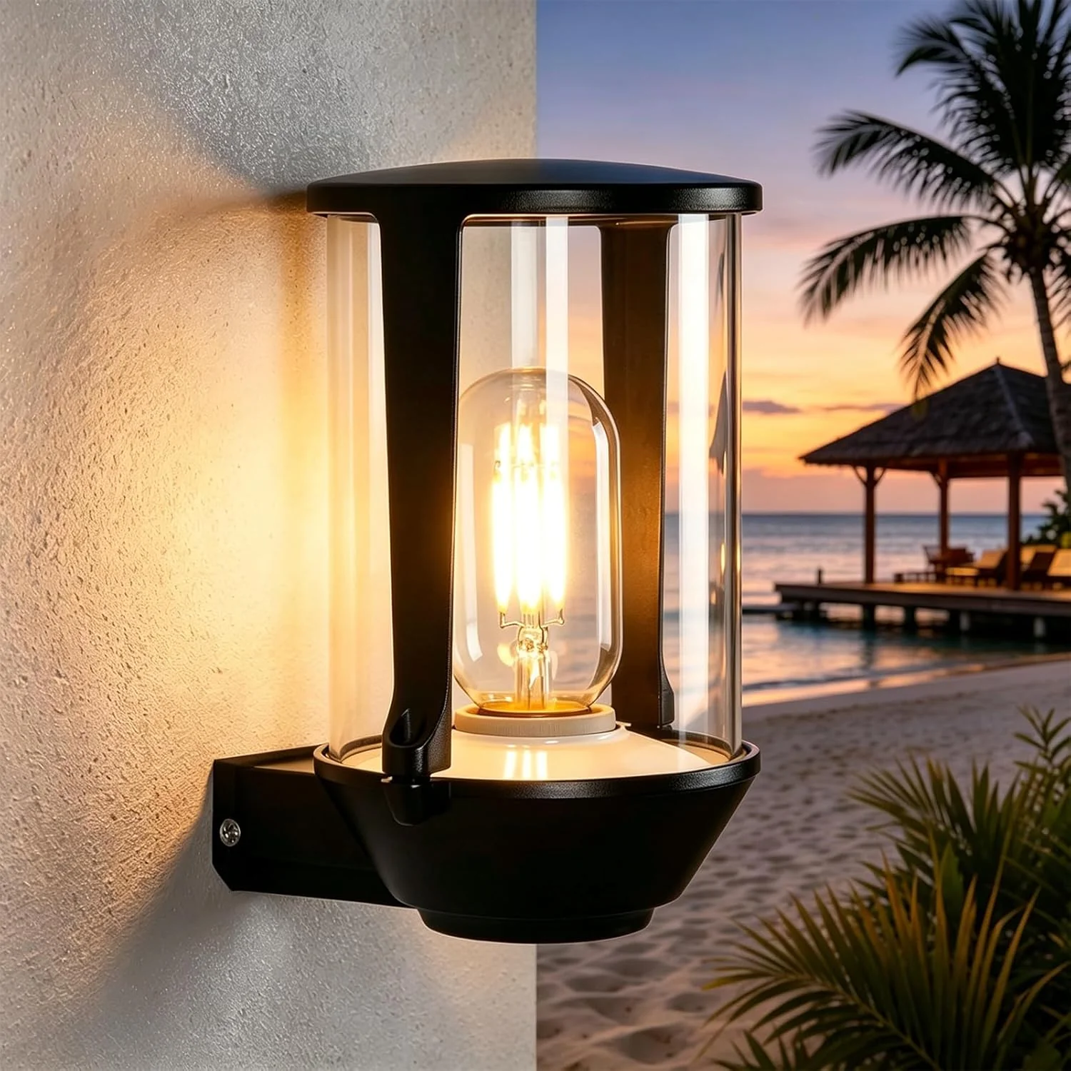 ZMH Außenwandleuchte IP65 E27 Schwarz Innen Wandlampe für Hauswand Balkon Flur Ohne Leuchtmittel - Image 2