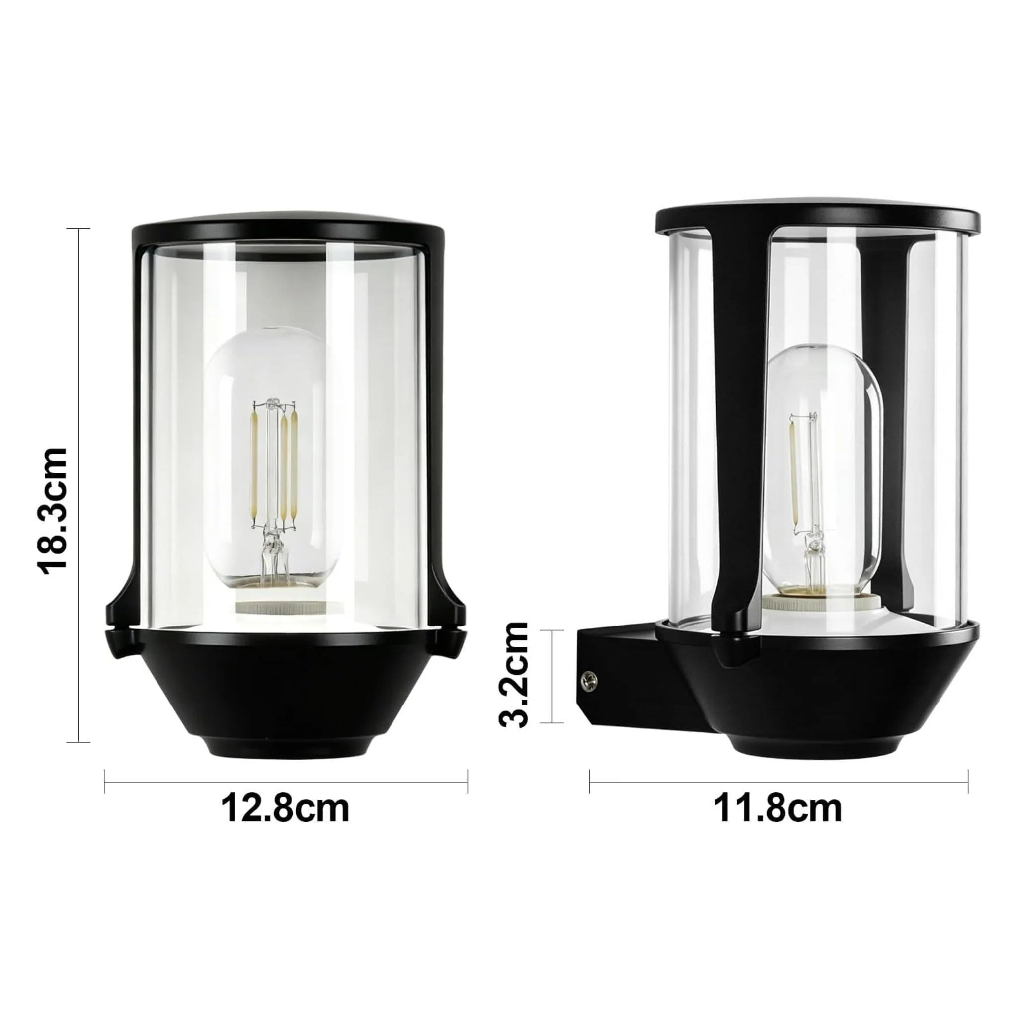 ZMH Außenwandleuchte IP65 E27 Schwarz Innen Wandlampe für Hauswand Balkon Flur Ohne Leuchtmittel - Image 4