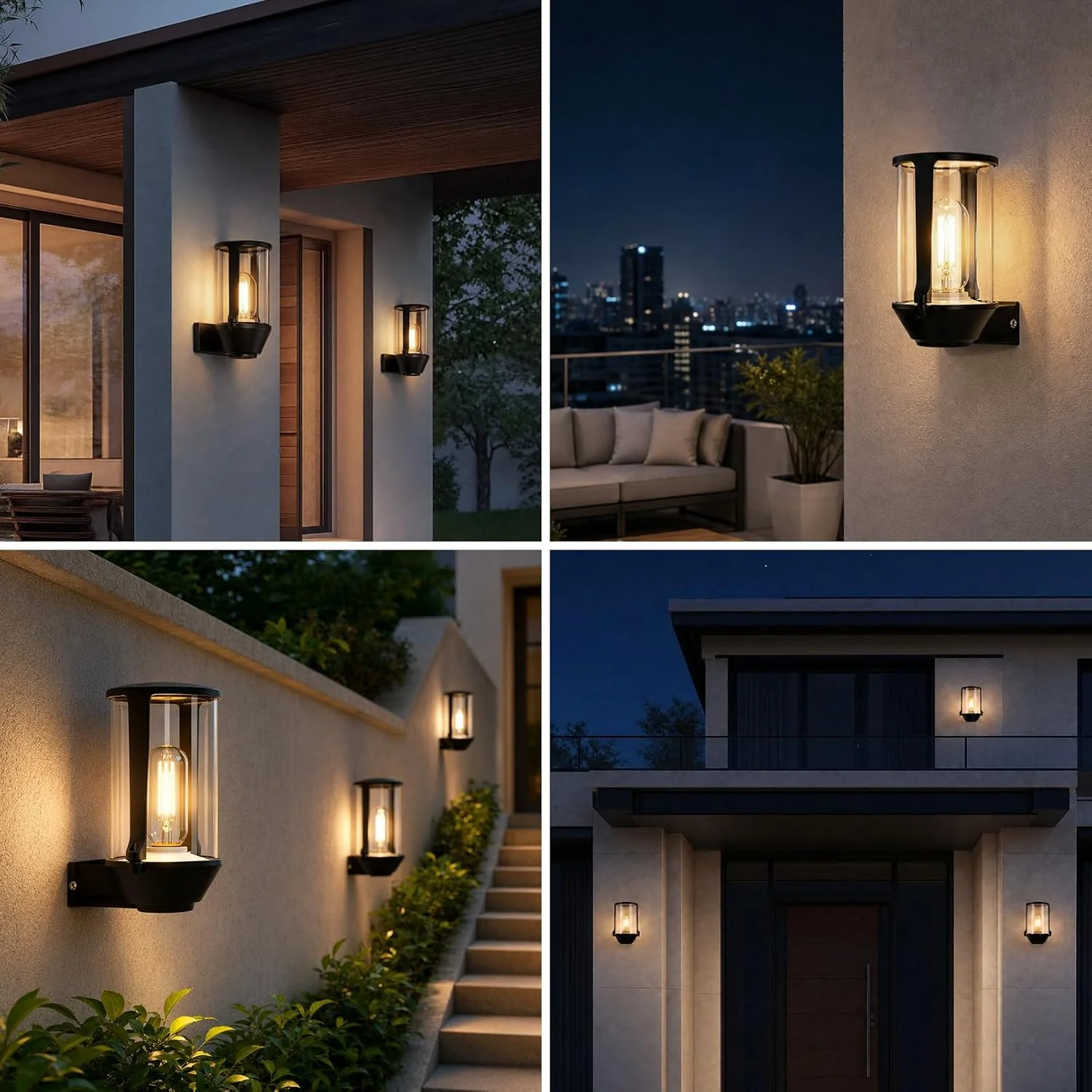 ZMH Außenwandleuchte IP65 E27 Schwarz Innen Wandlampe für Hauswand Balkon Flur Ohne Leuchtmittel - Image 8