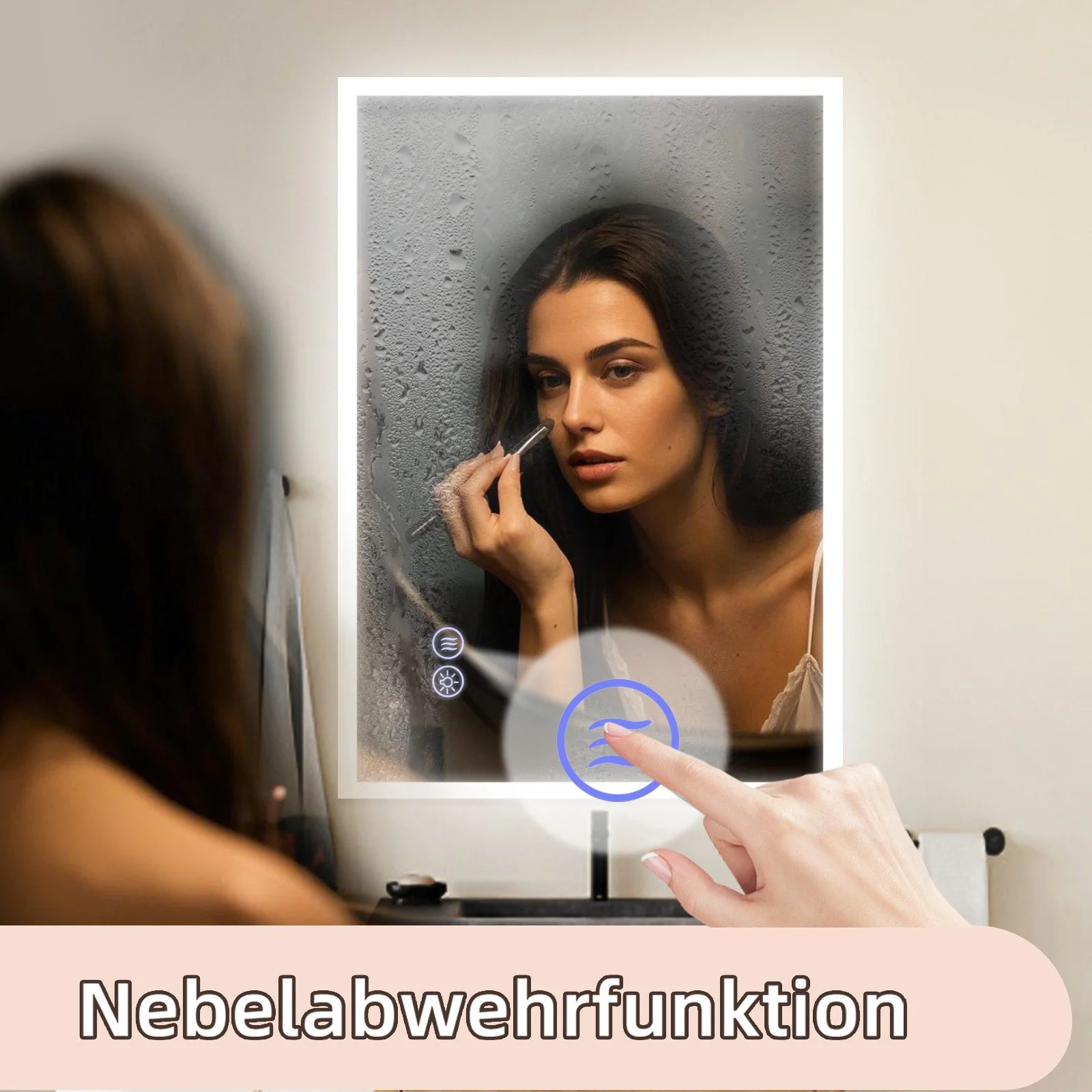 ZMH Badezimmerspiegel mit LED-Beleuchtung Badezimmer Touch-Funktion Weiß Wandspiegel - Image 15