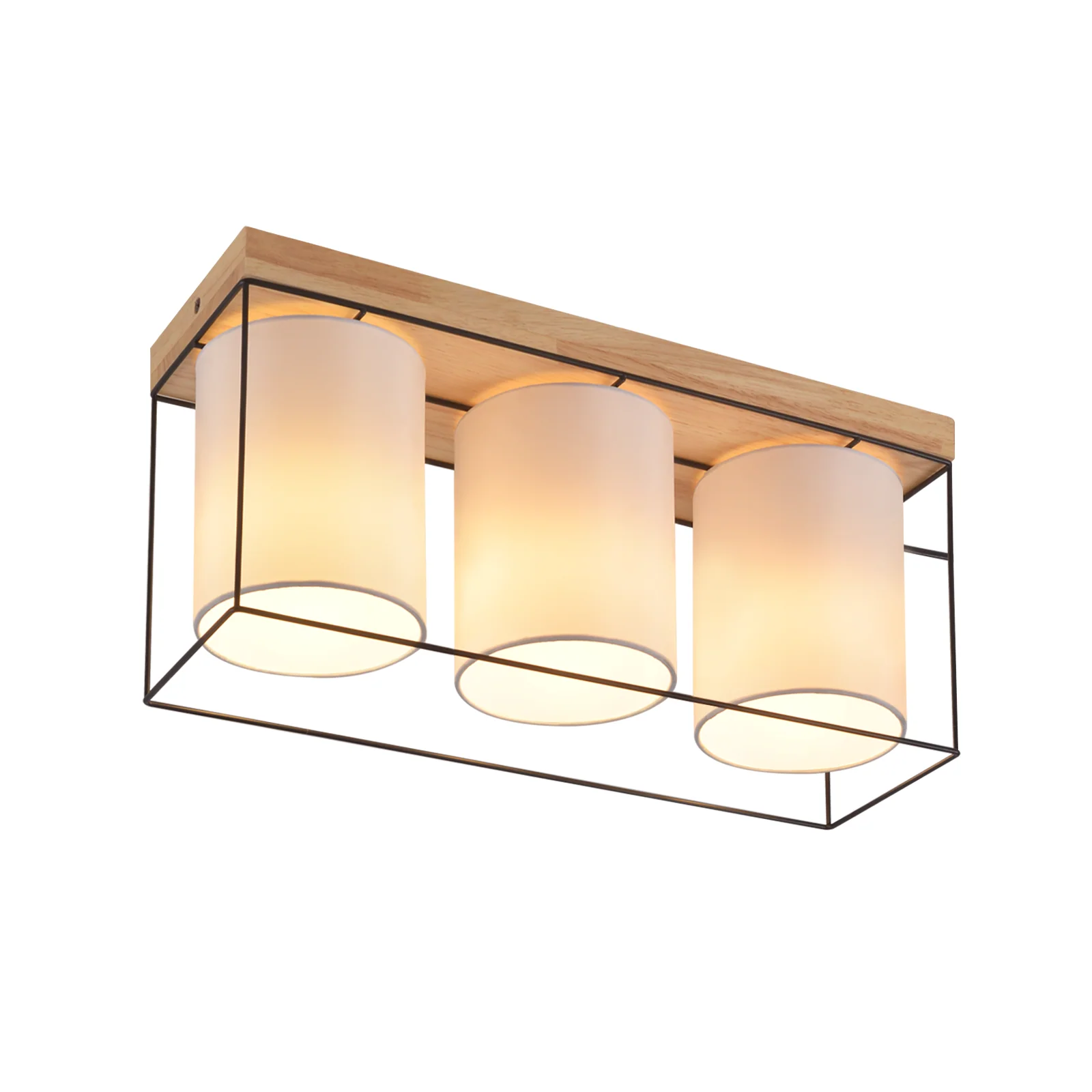 ZMH Deckenlampe Holz 3 Flammig E14 Vintage Industrial Retro Deckenleuchte für Esszimmer Wohnzimmer