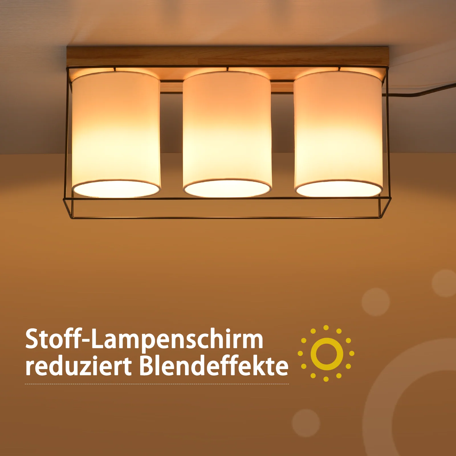 ZMH Deckenlampe Holz 3 Flammig E14 Vintage Industrial Retro Deckenleuchte für Esszimmer Wohnzimmer - Image 7