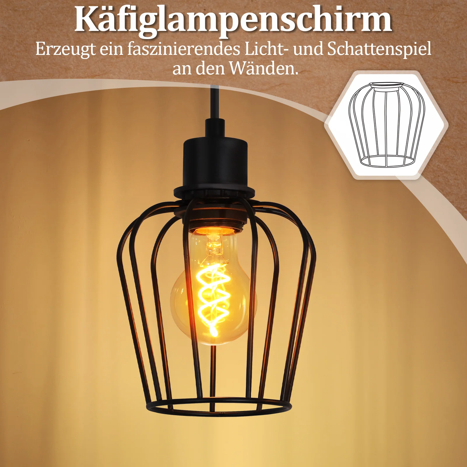 ZMH Deckenleuchte Vintage 2 flammig Schwarz Industrial Metall Holz E27 Küchenlampe für Esstisch - Image 9