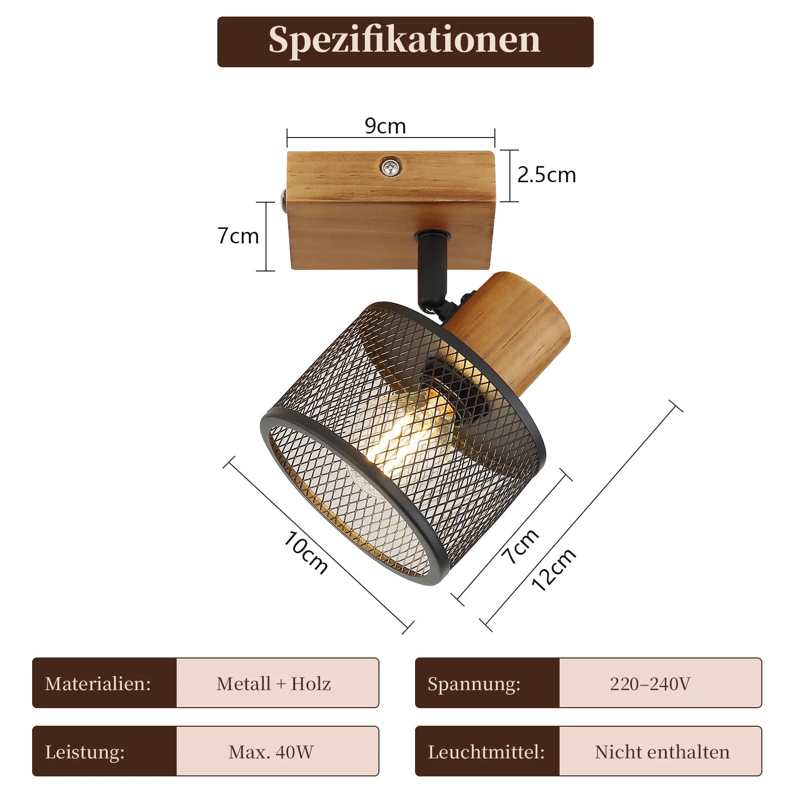 ZMH Deckenstrahler 1 flammig E14 Vintage Industrial Metall Deckenleuchte für Schlafzimmer Wohnzimmer - Image 3