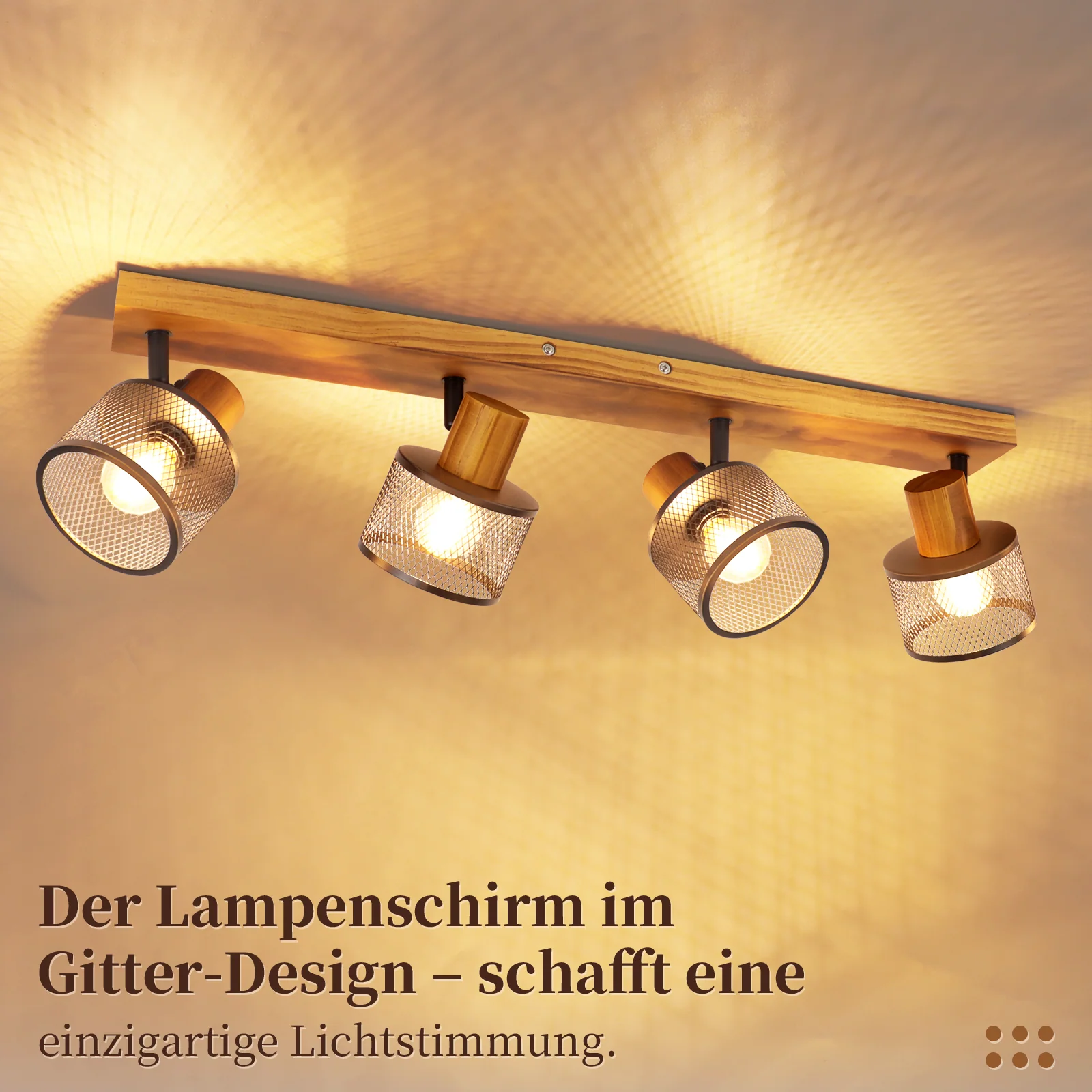ZMH Deckenstrahler 4 flammig E14 Vintage Industrial Metall Deckenleuchte für Schlafzimmer Wohnzimmer - Image 5