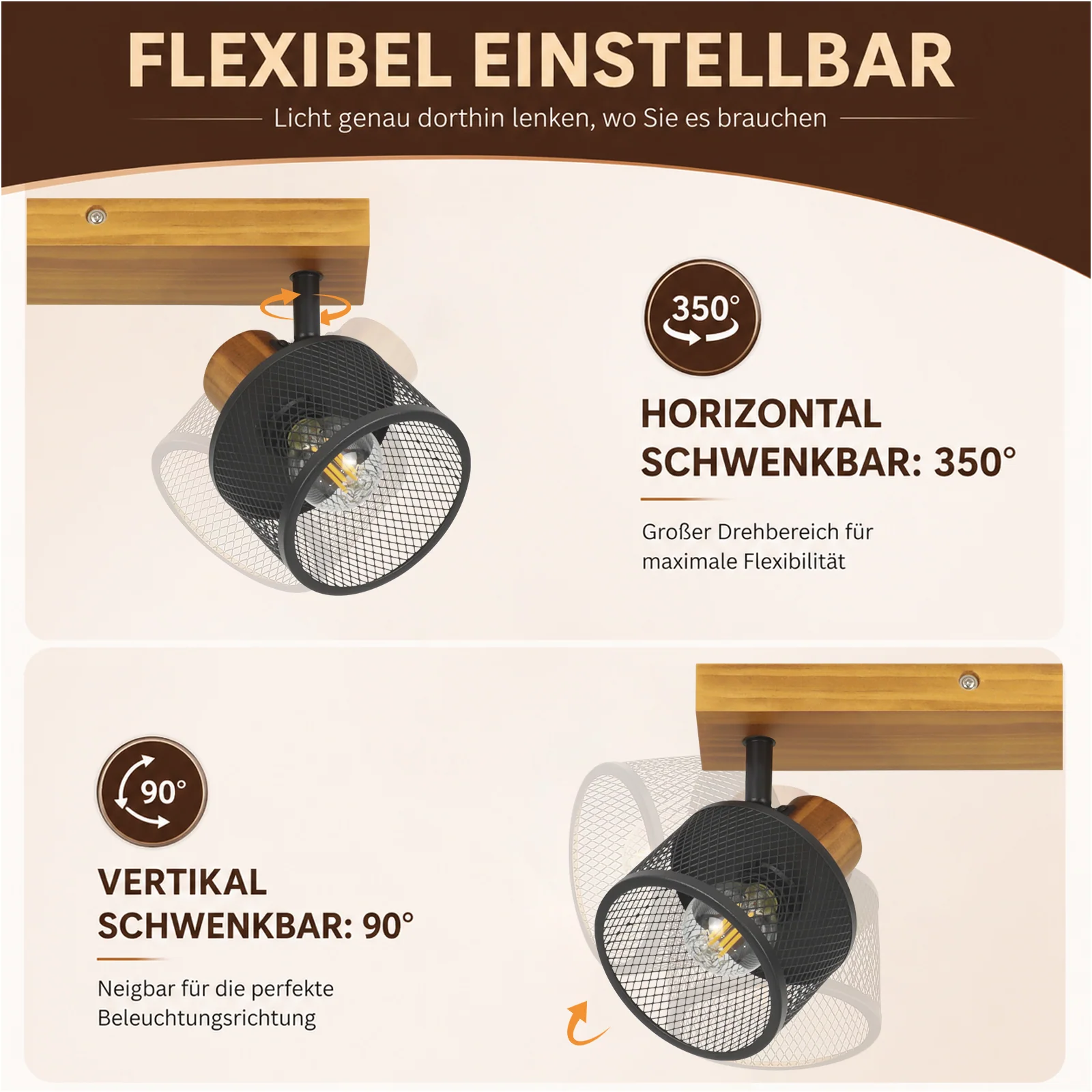 ZMH Deckenstrahler 4 flammig E14 Vintage Industrial Metall Deckenleuchte für Schlafzimmer Wohnzimmer - Image 7