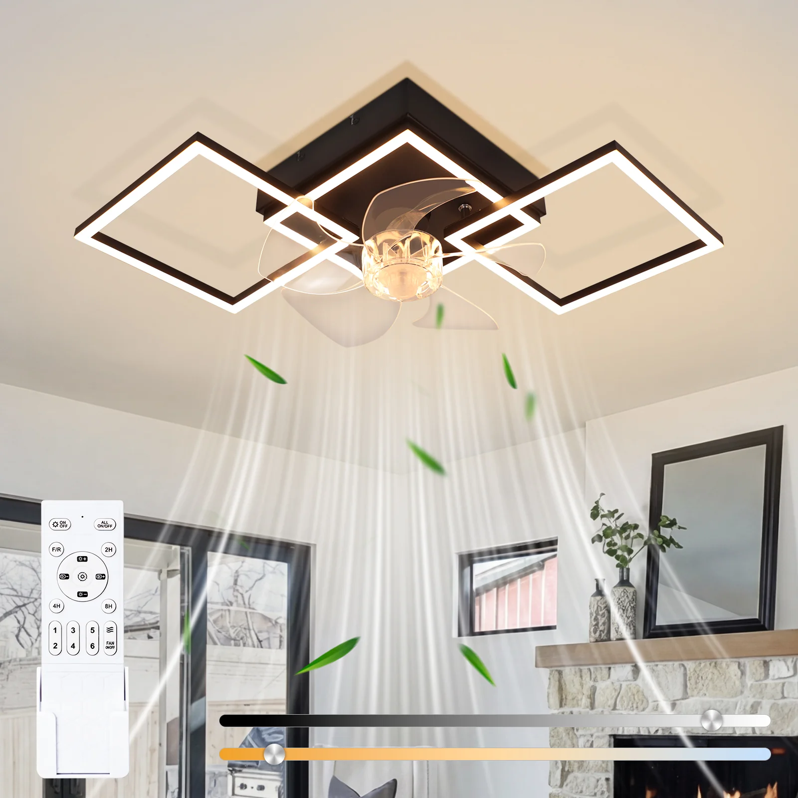 ZMH Deckenventilator mit Beleuchtung 6-Gang LED Dimmbar 68cm Deckenlampe für Wohnzimmer Esszimmer - Image 3