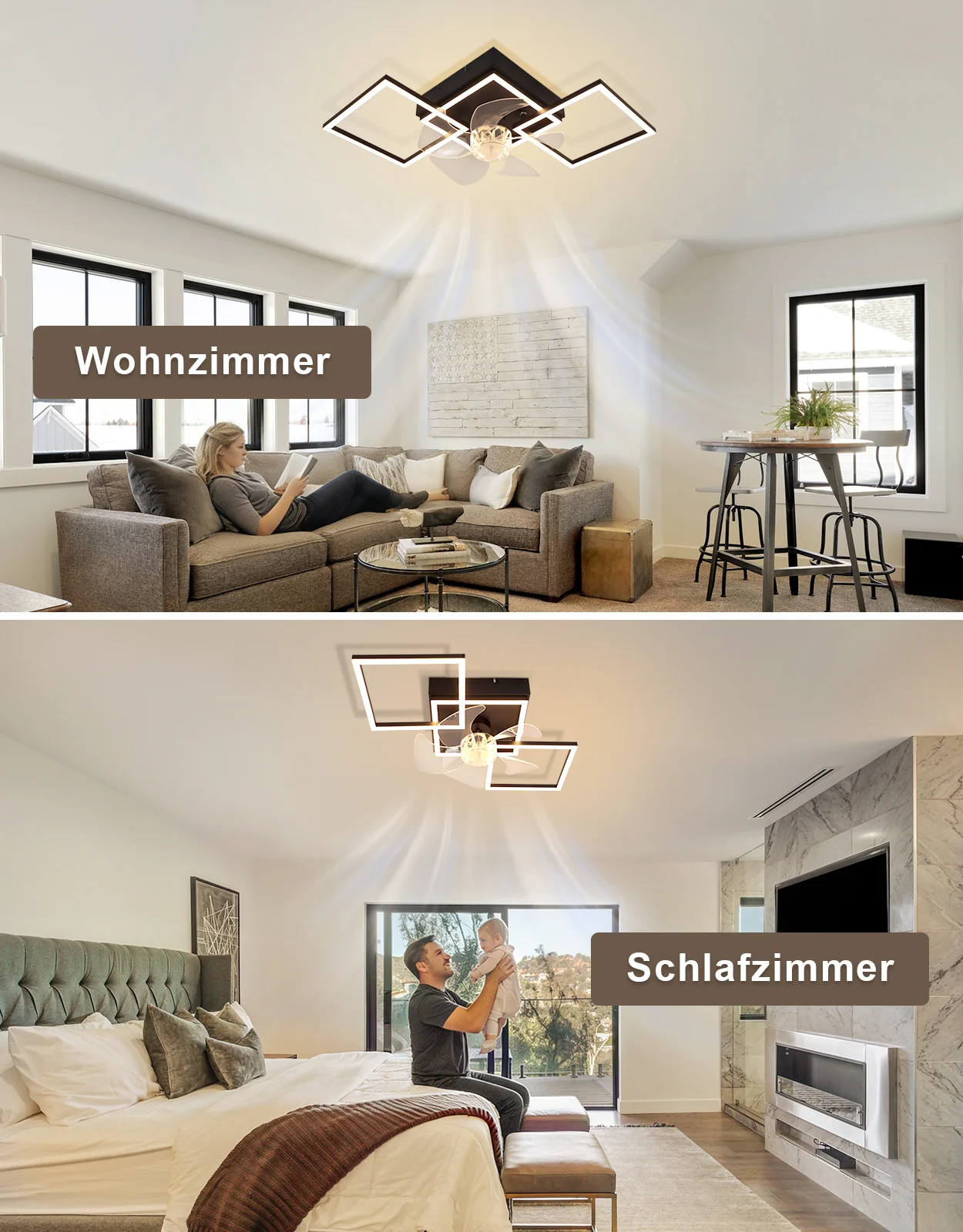ZMH Deckenventilator mit Beleuchtung 6-Gang LED Dimmbar 68cm Deckenlampe für Wohnzimmer Esszimmer - Image 5