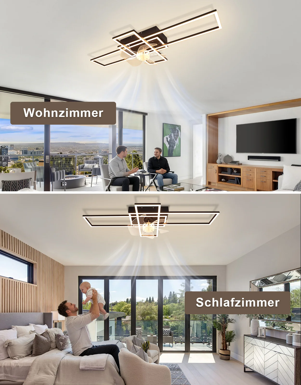 ZMH Deckenventilator mit Beleuchtung 94cm 6-Gang LED Dimmbar Timer Deckenlampe Wohnzimmer Esszimmer - Image 10