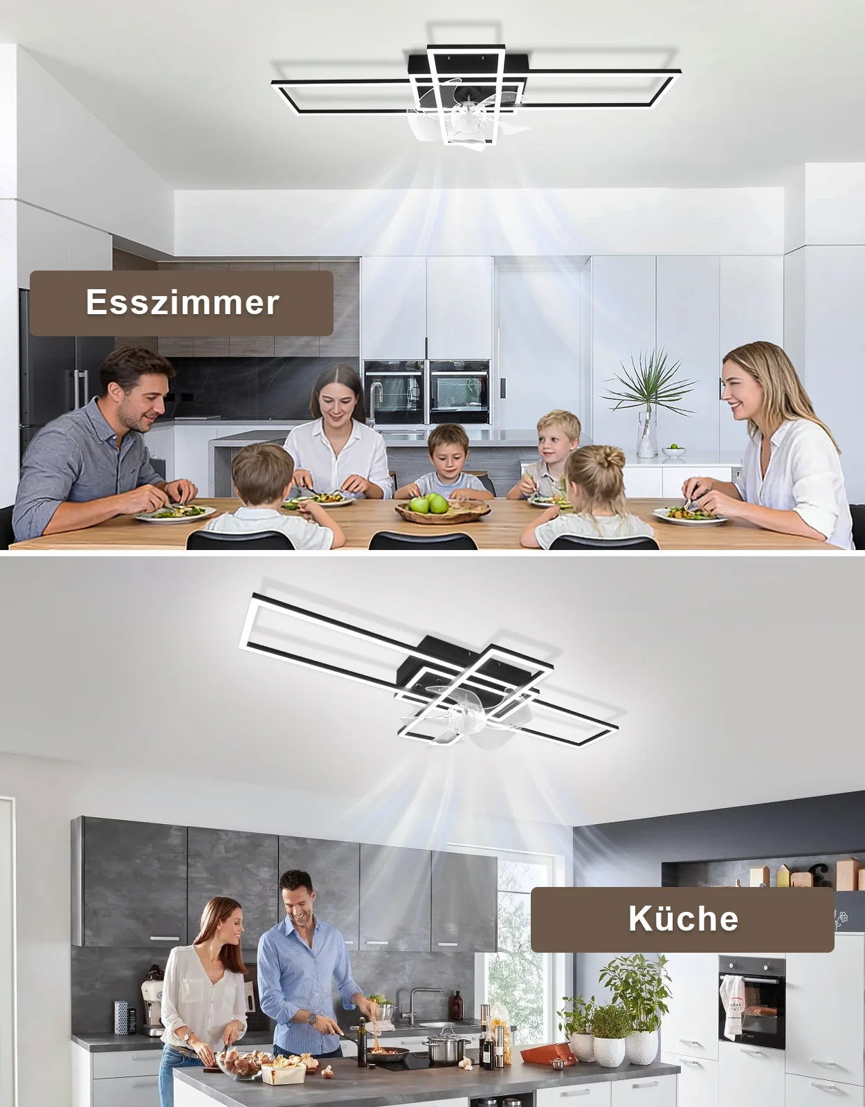 ZMH Deckenventilator mit Beleuchtung 94cm 6-Gang LED Dimmbar Timer Deckenlampe Wohnzimmer Esszimmer - Image 11