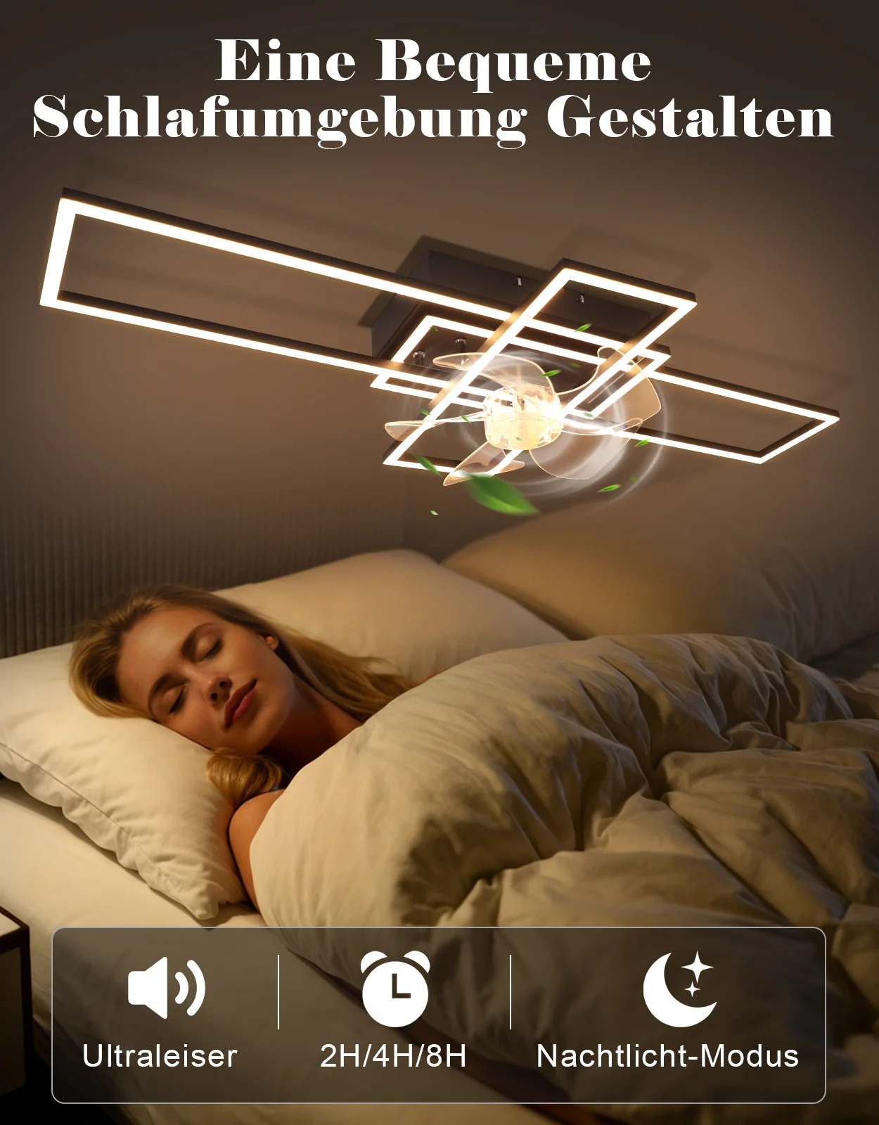 ZMH Deckenventilator mit Beleuchtung 94cm 6-Gang LED Dimmbar Timer Deckenlampe Wohnzimmer Esszimmer - Image 7
