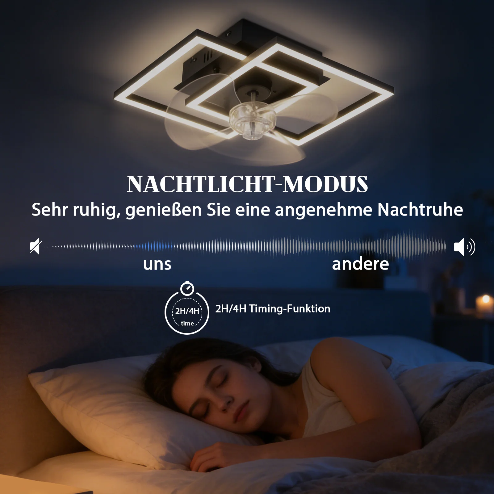 ZMH Deckenventilator mit Beleuchtung LED Schwarz Dimmbar 6-Gang DC-Motor Deckenlampe Schlafzimmer - Image 10
