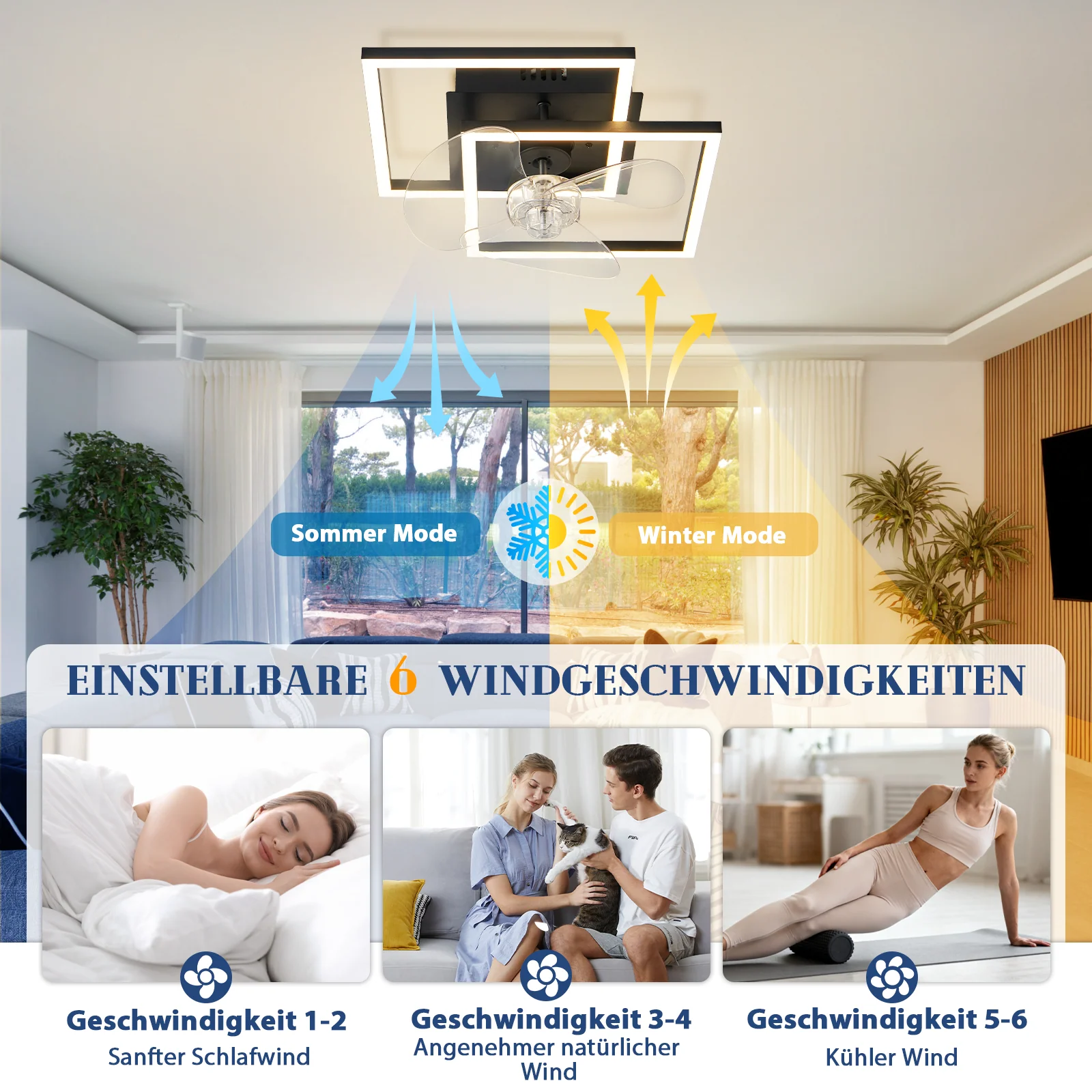 ZMH Deckenventilator mit Beleuchtung LED Schwarz Dimmbar 6-Gang DC-Motor Deckenlampe Schlafzimmer - Image 11