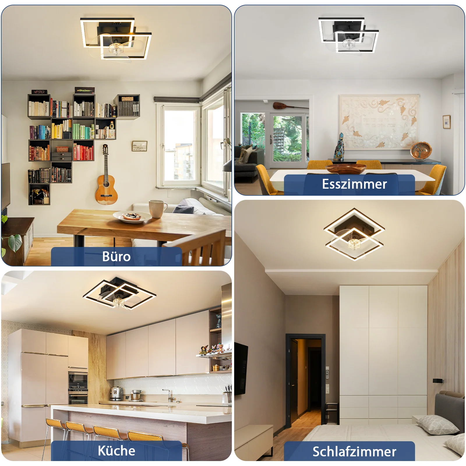 ZMH Deckenventilator mit Beleuchtung LED Schwarz Dimmbar 6-Gang DC-Motor Deckenlampe Schlafzimmer - Image 3