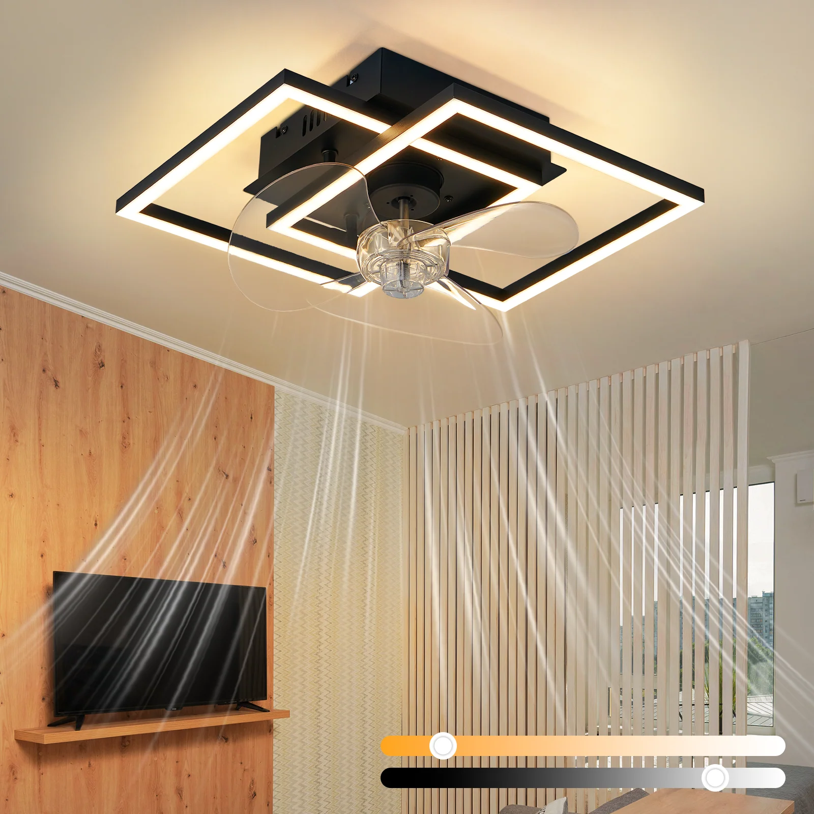ZMH Deckenventilator mit Beleuchtung LED Schwarz Dimmbar 6-Gang DC-Motor Deckenlampe Schlafzimmer - Image 5
