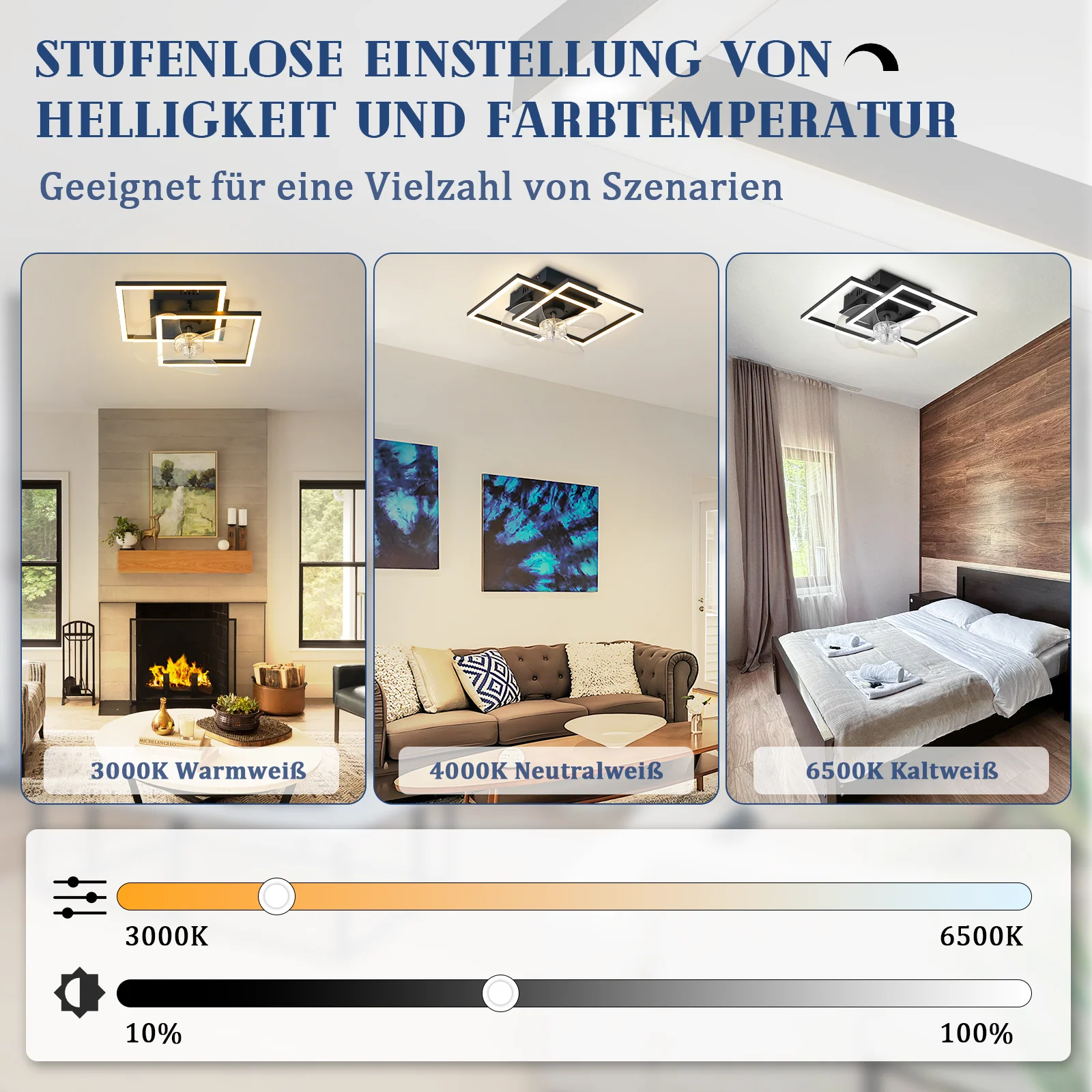 ZMH Deckenventilator mit Beleuchtung LED Schwarz Dimmbar 6-Gang DC-Motor Deckenlampe Schlafzimmer - Image 7