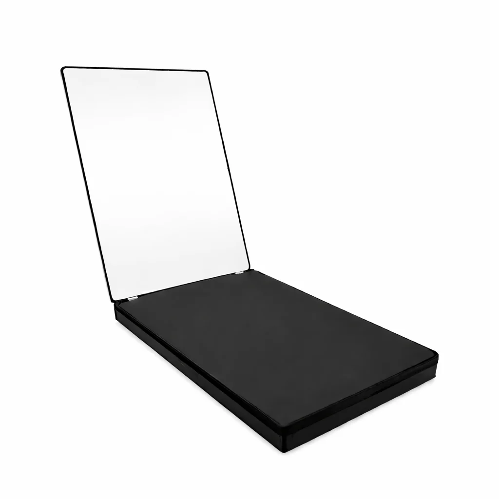 ZMH Dreiflügeliger Kosmetikspiegel Metall Schwarz Höhenverstellbar Spiegel Für Badezimmer Toilette