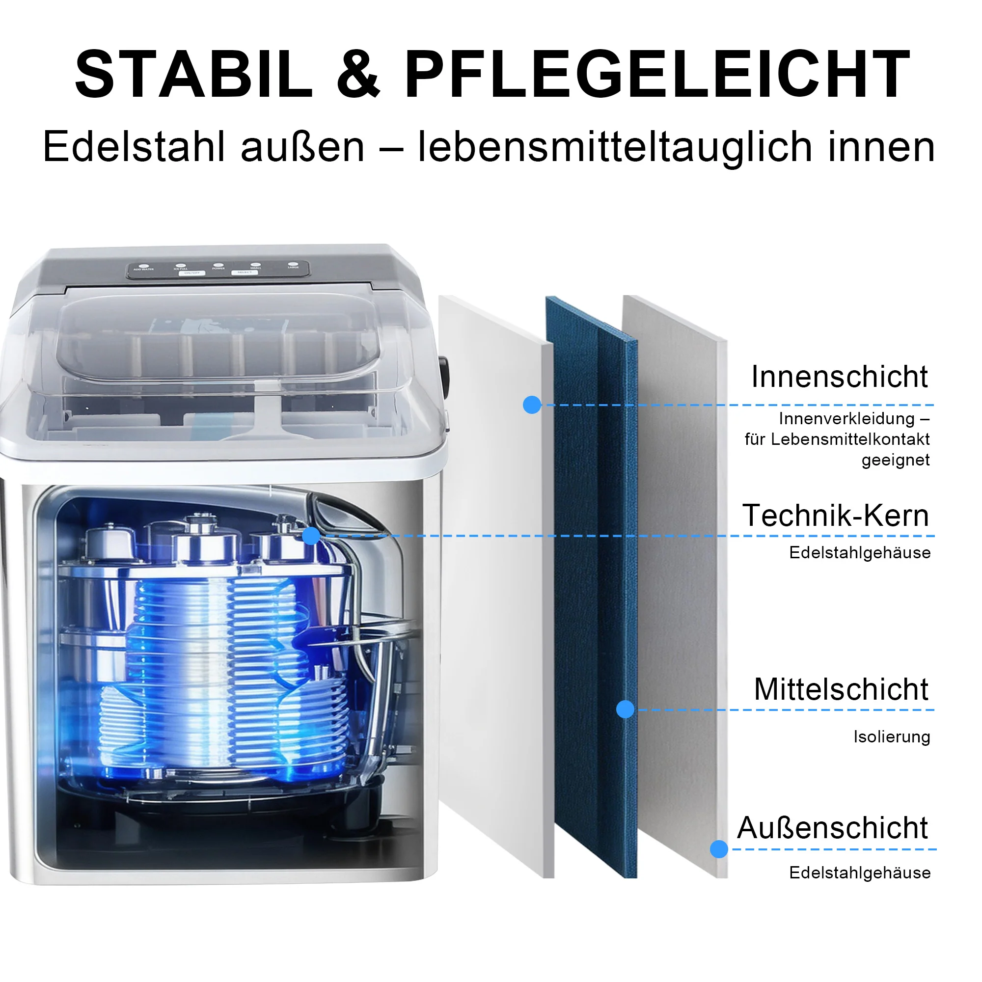 ZMH Eiswürfelbereiter mit Kompressor – 6 Eiswürfel in 9 Min 2 Kugelgrößen 1,3 L Tank für Zuhause - Image 7