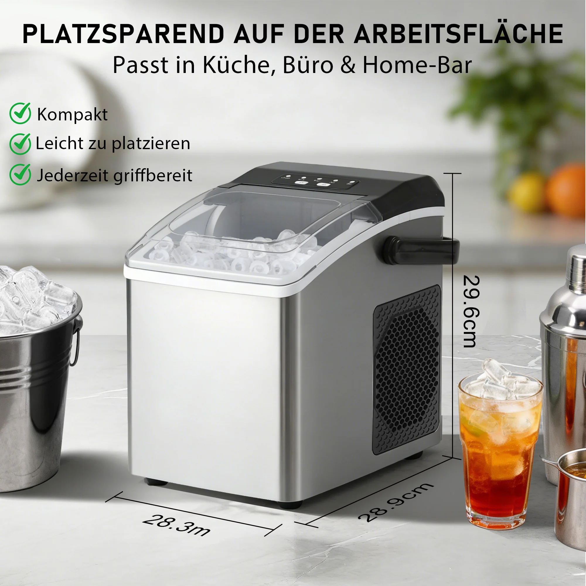 ZMH Eiswürfelbereiter mit Kompressor – 6 Eiswürfel in 9 Min 2 Kugelgrößen 1,3 L Tank für Zuhause - Image 8