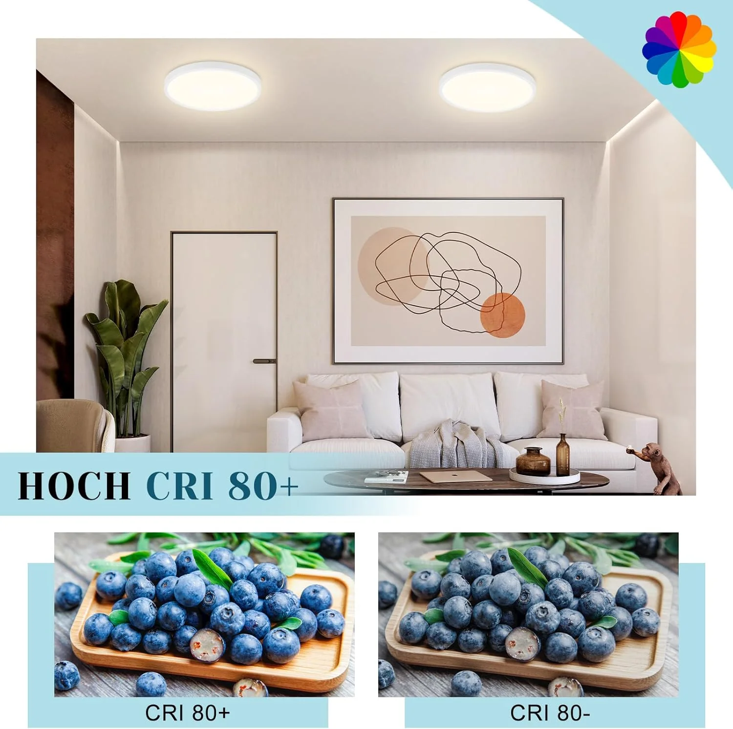 ZMH LED Deckenleuchte Schwarz Flach 15W Rund 4000K 18cm Klein Deckenlampe Für Flur Schlafzimmer - Image 14