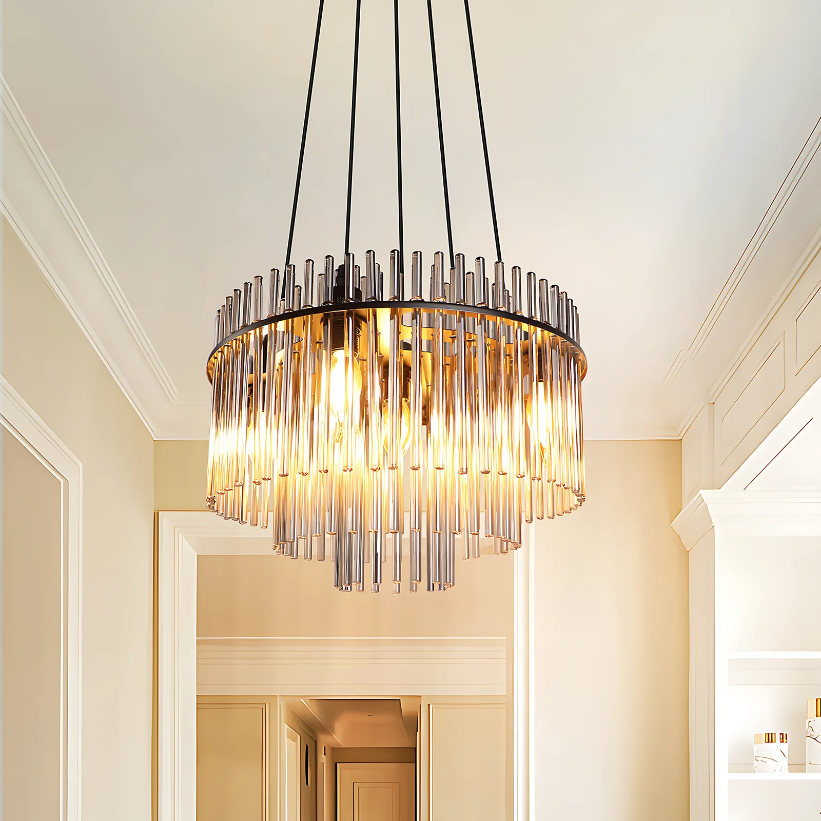 ZMH Hängelampe 5 Flammig Glas Schwarz E14 Esstisch Pendelleuchte für Wohnzimmer Ohne Leuchtmittel - Image 13