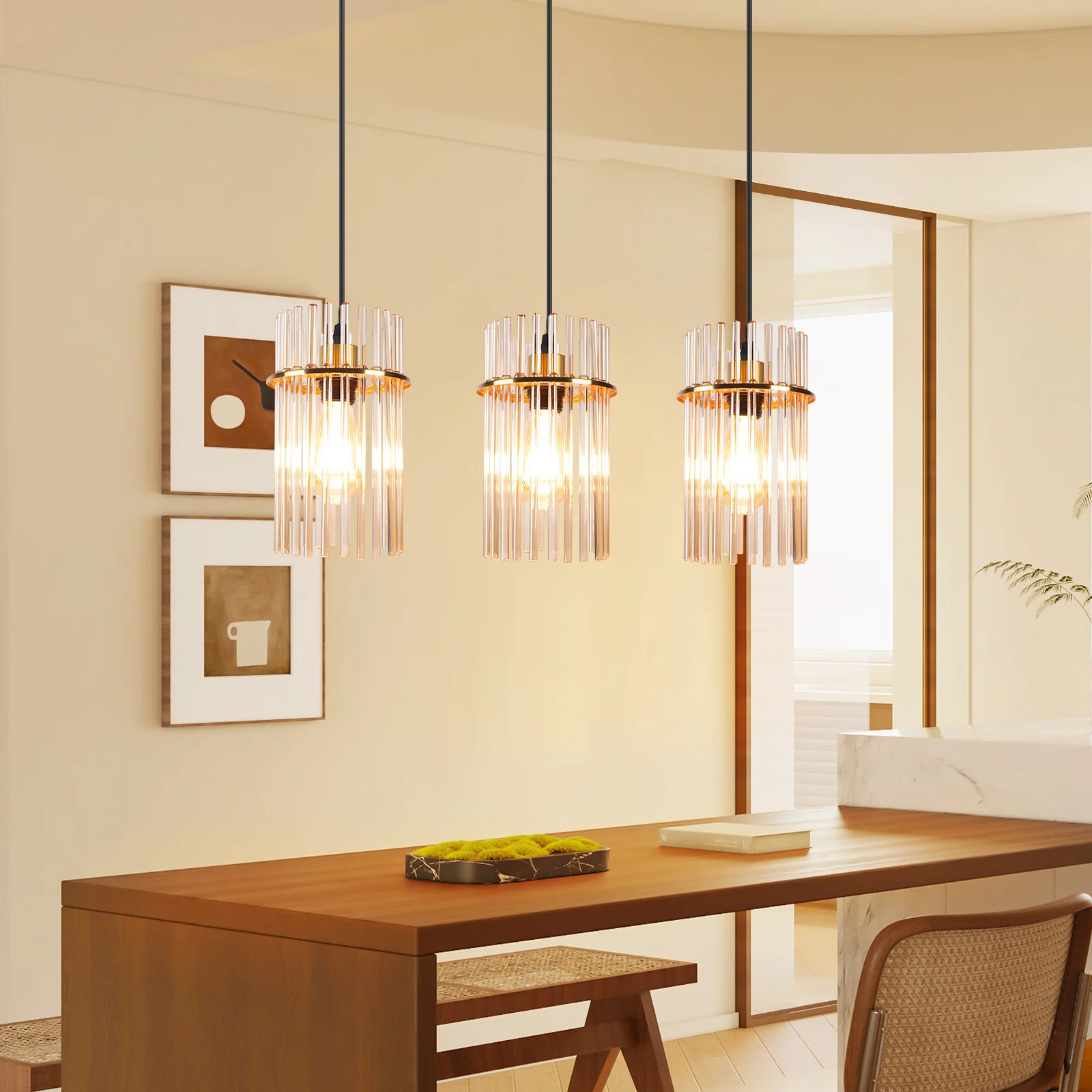 ZMH Hängelampe Glas 3 Flammig Schwarz E27 Esstisch Pendelleuchte für Wohnzimmer Ohne Leuchtmittel - Image 6