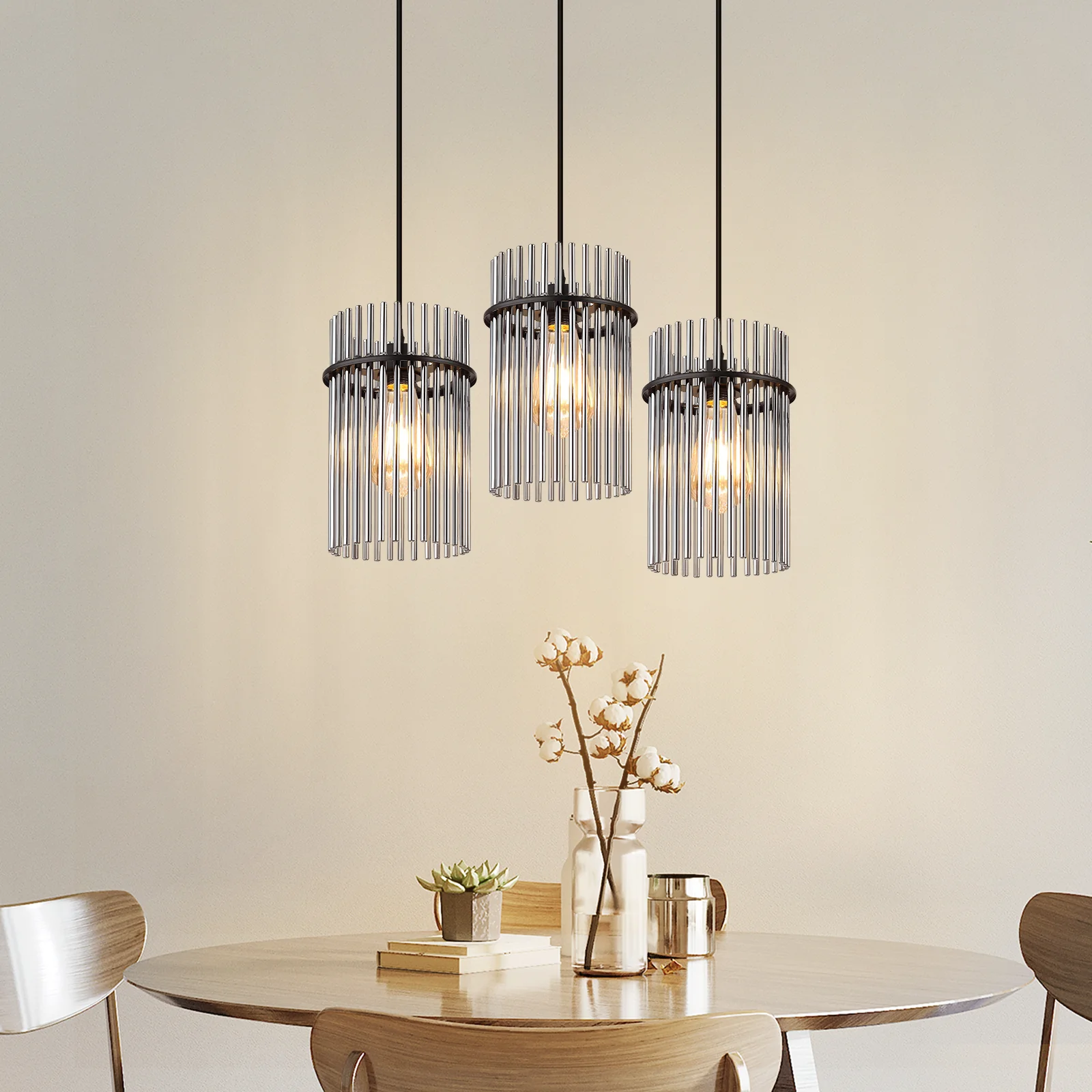 ZMH Hängelampe Glas 3 Flammig Rund Schwarz E27 Pendelleuchte für Esszimmer Ohne Leuchtmittel - Image 12