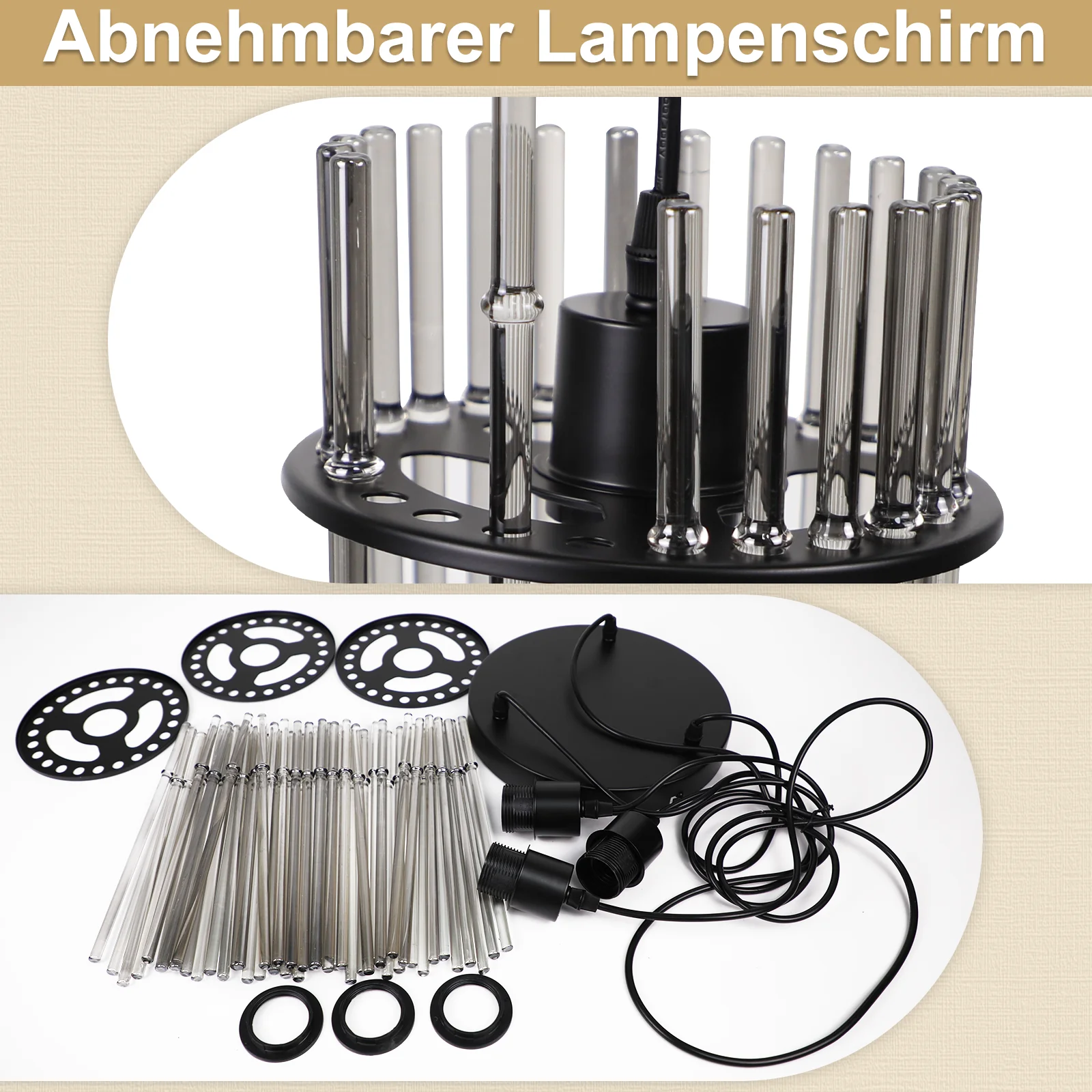 ZMH Hängelampe Glas 3 Flammig Rund Schwarz E27 Pendelleuchte für Esszimmer Ohne Leuchtmittel - Image 18