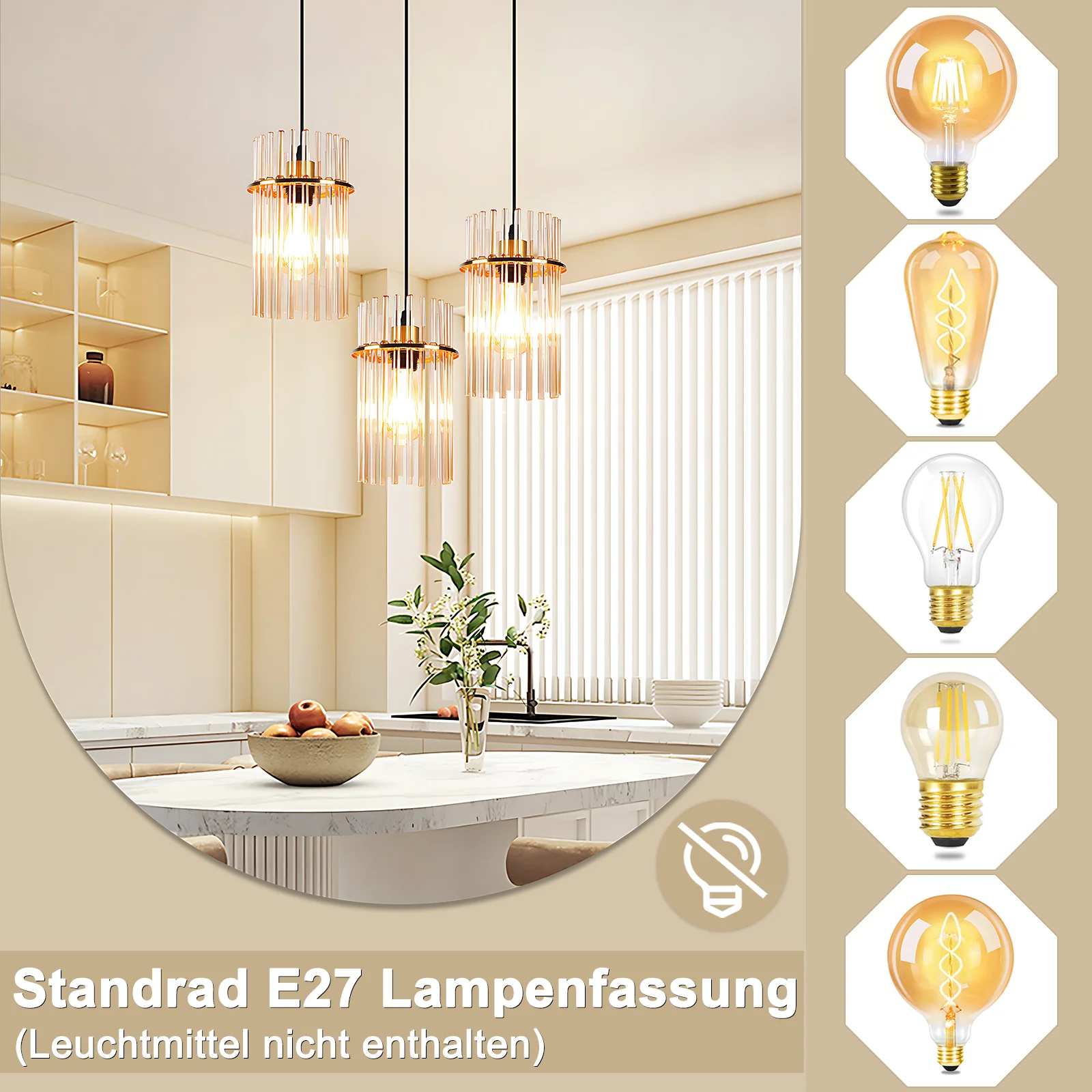 ZMH Hängelampe Glas 3 Flammig Rund Schwarz E27 Pendelleuchte für Esszimmer Ohne Leuchtmittel - Image 4