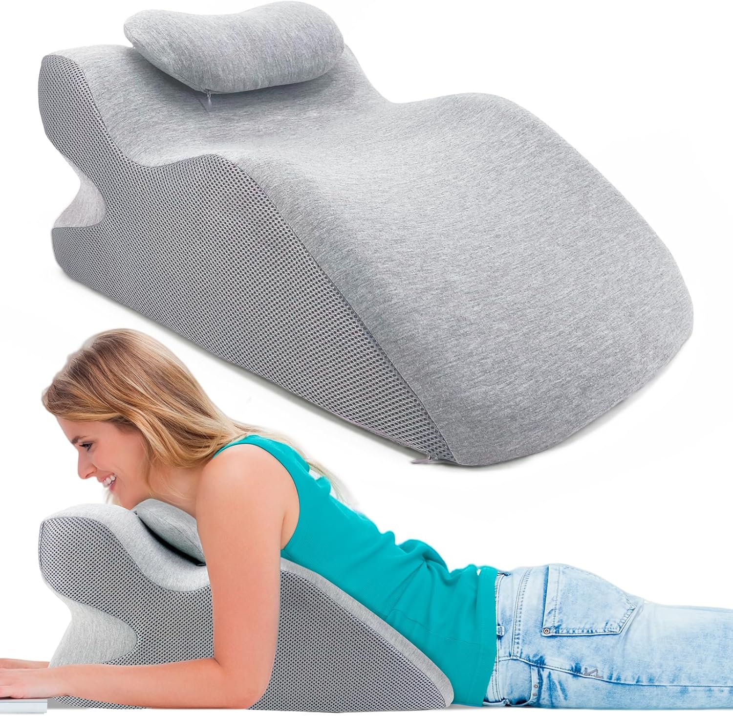 ZMH Kopfkissen Super-Fitting Stützkissen Ergonomisch langlebig keine Verformung Blau - Image 5