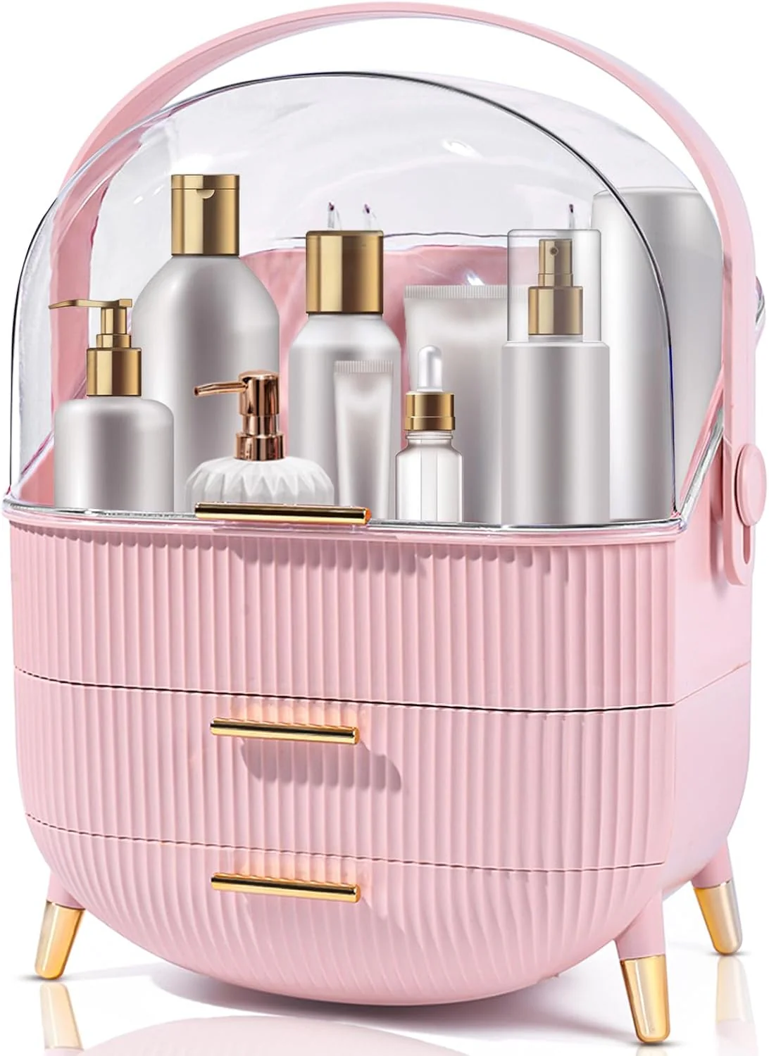 ZMH Kosmetik Organizer Gelb Make-up-Box mit Transparentem Fach Schubladen - Image 4