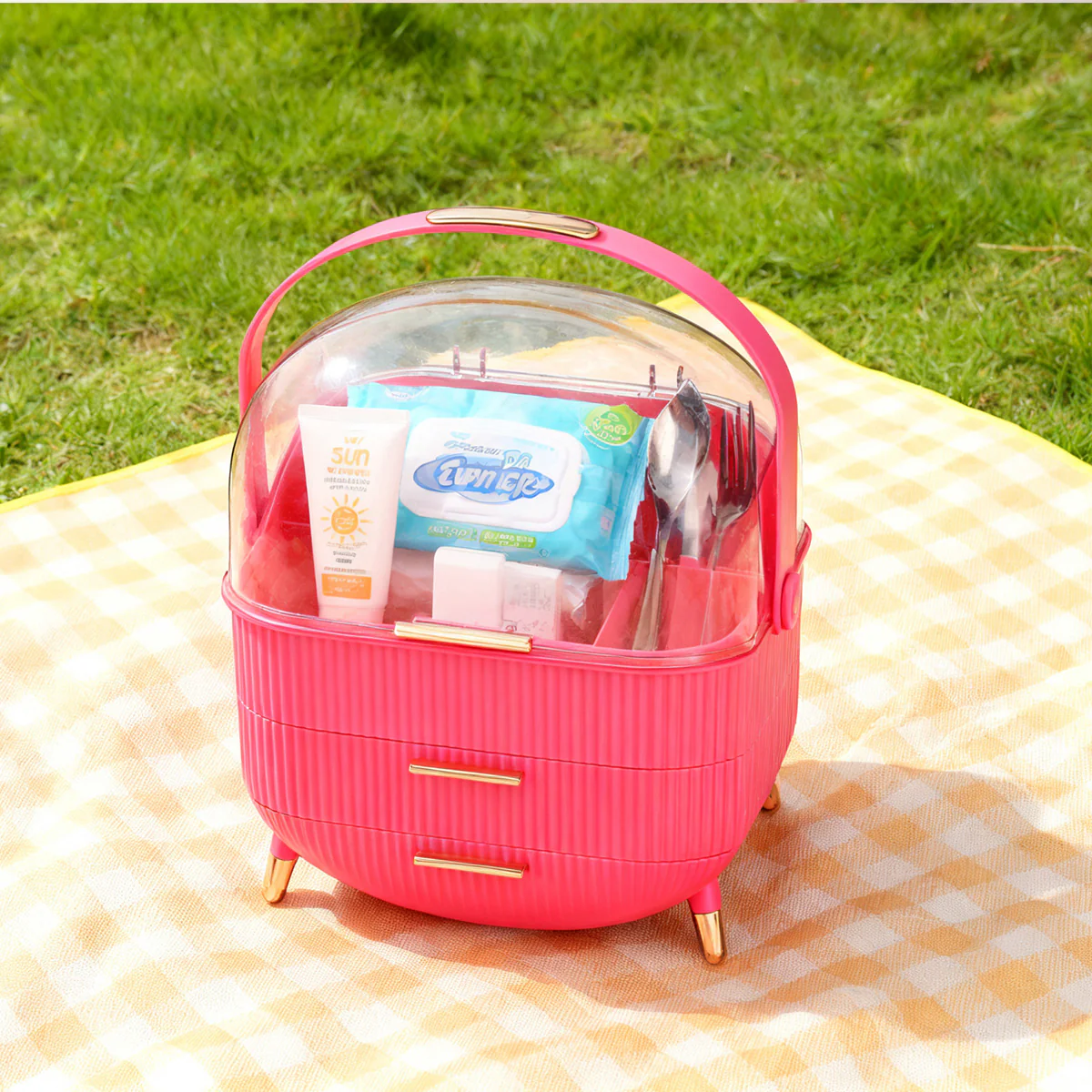 ZMH Kosmetik Organizer Gelb Make-up-Box mit Transparentem Fach Schubladen - Image 69