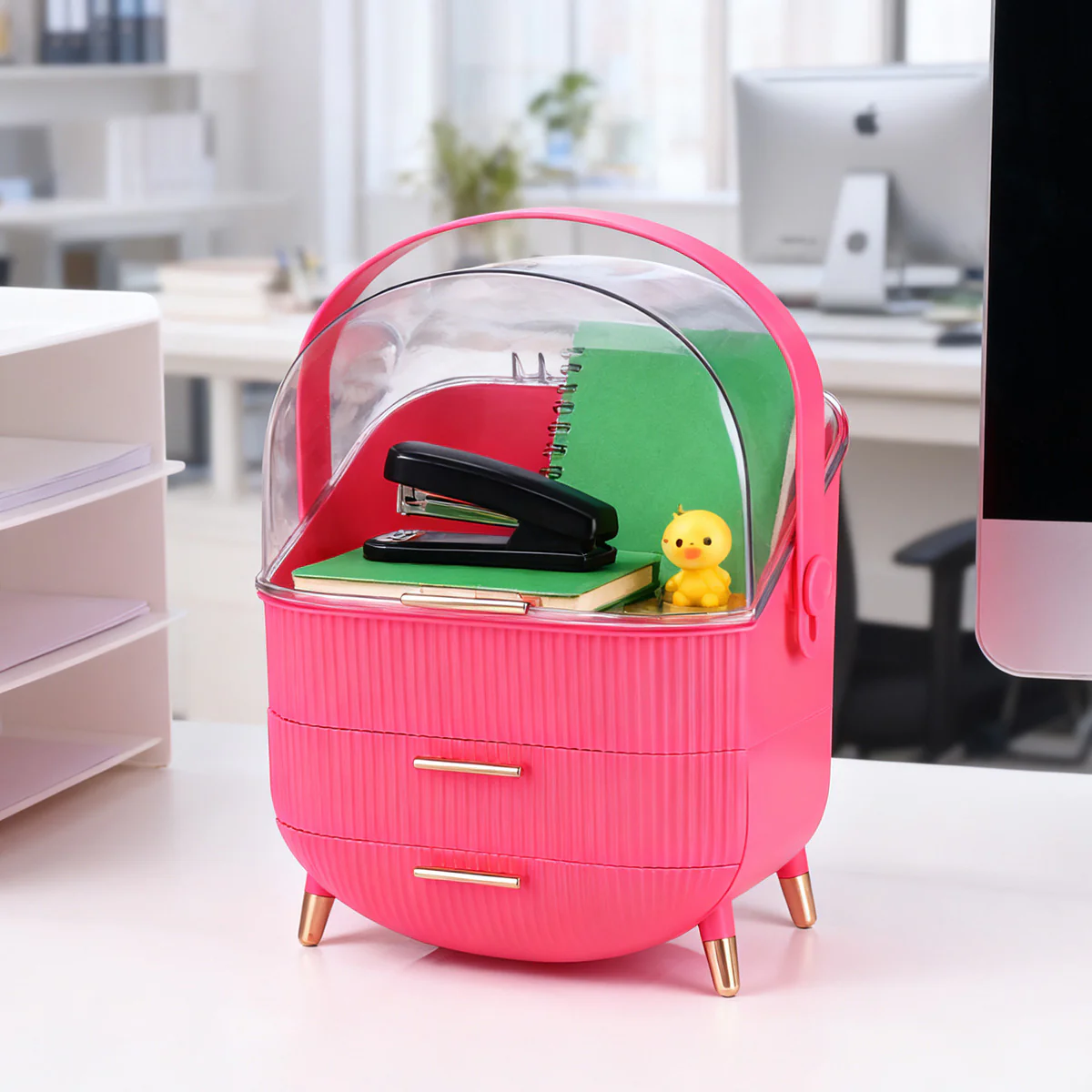 ZMH Kosmetik Organizer Gelb Make-up-Box mit Transparentem Fach Schubladen - Image 7