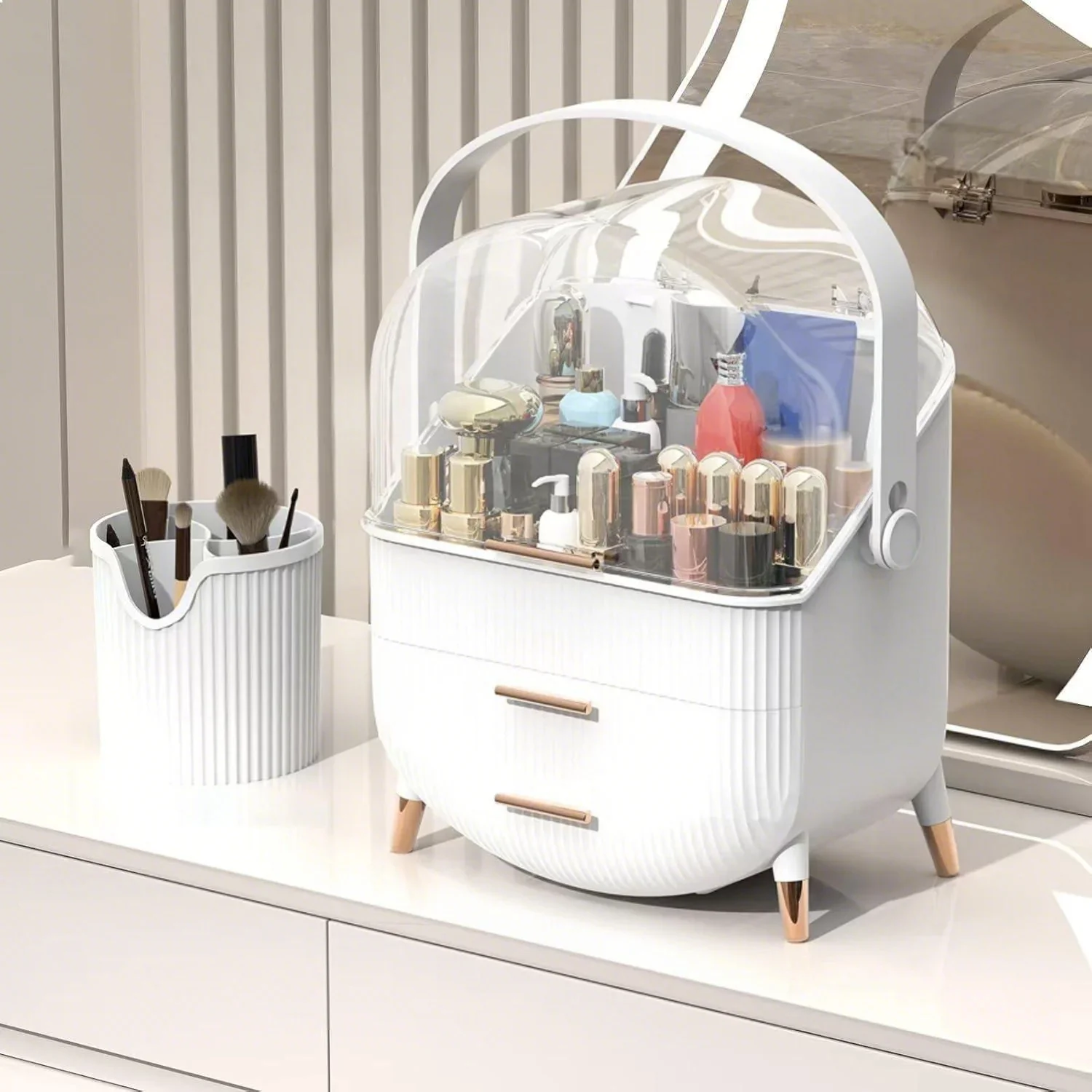 ZMH Kosmetik Organizer Gelb Make-up-Box mit Transparentem Fach Schubladen - Image 9