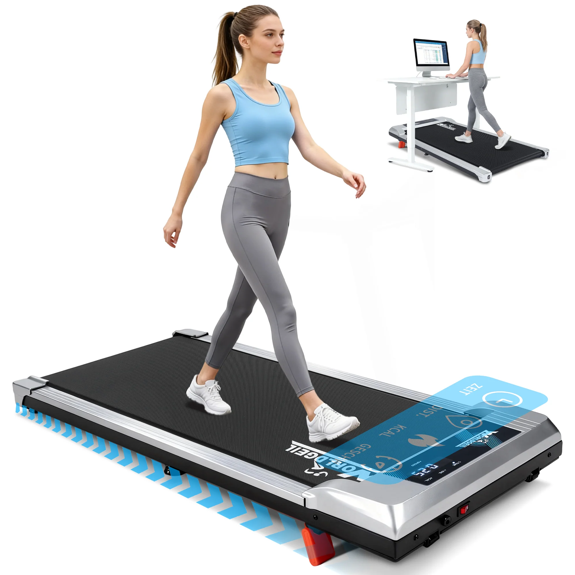 ZMH Laufband 4-in-1 Schwarz mit Fernbedienung Heimtrainer(ohne Armlehne) - Image 3