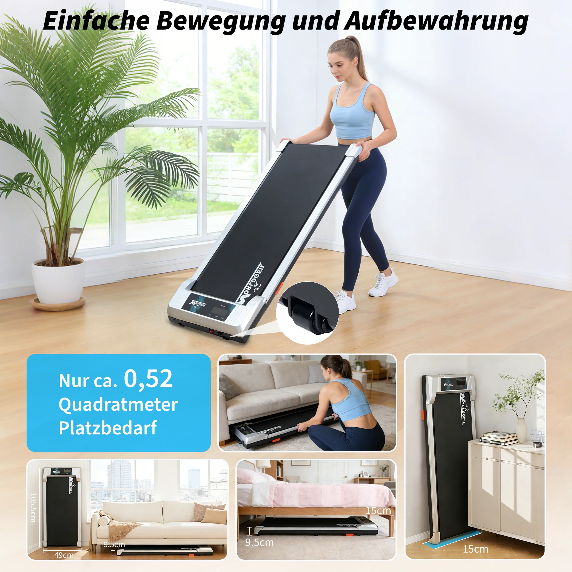 ZMH Laufband 4-in-1 Schwarz mit Fernbedienung Heimtrainer(ohne Armlehne) - Image 9