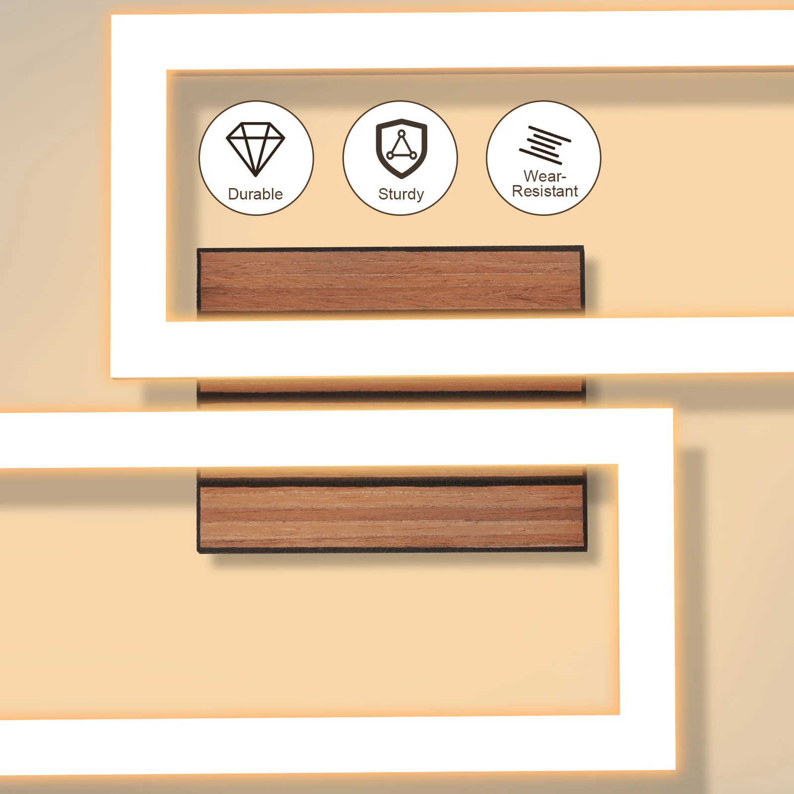 ZMH LED Deckenlampe 8W Modern 49CM 3000K Warmweiß Eckig in Holzoptik Deckenleuchte für Wohnzimmer - Image 5
