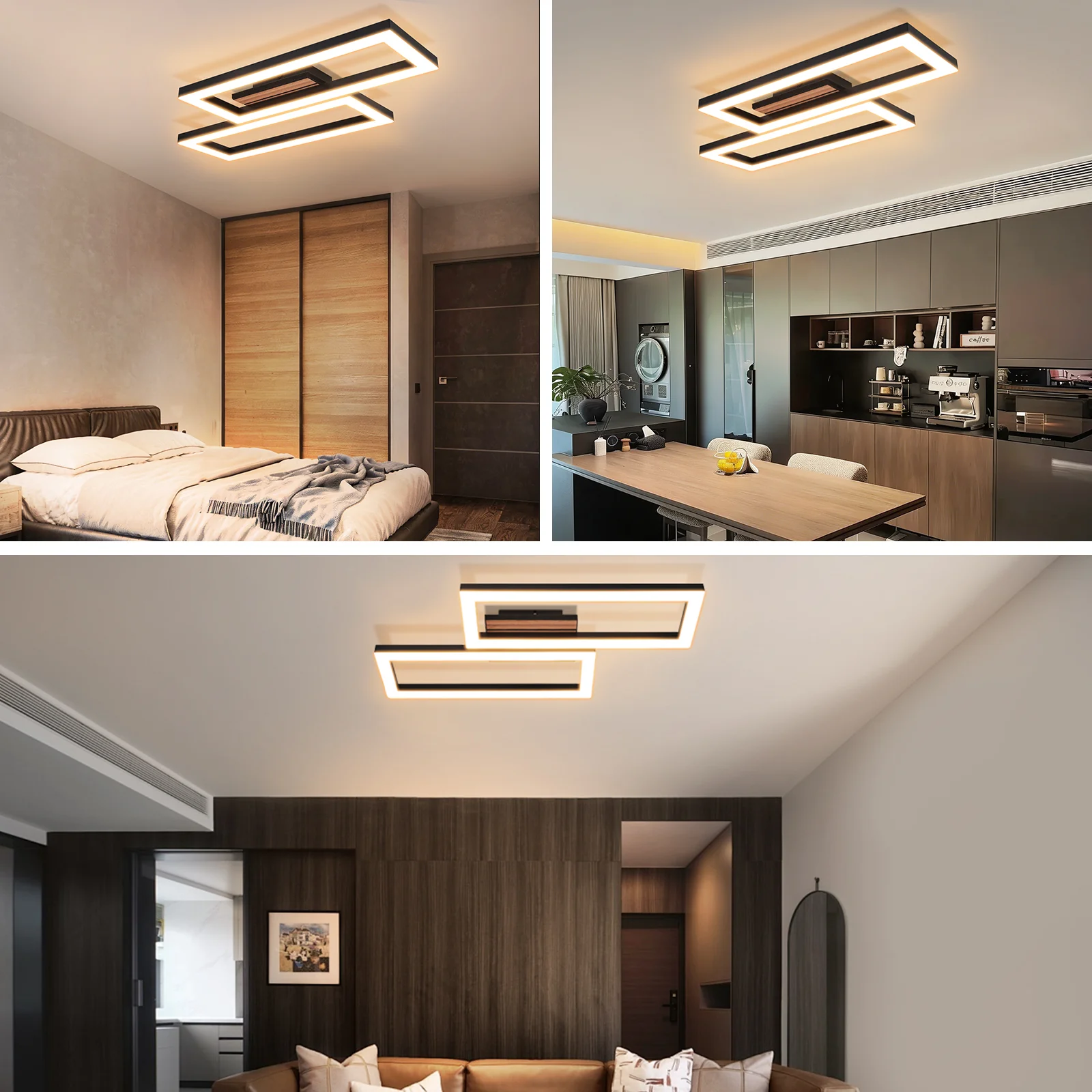 ZMH LED Deckenlampe 8W Modern 49CM 3000K Warmweiß Eckig in Holzoptik Deckenleuchte für Wohnzimmer - Image 9