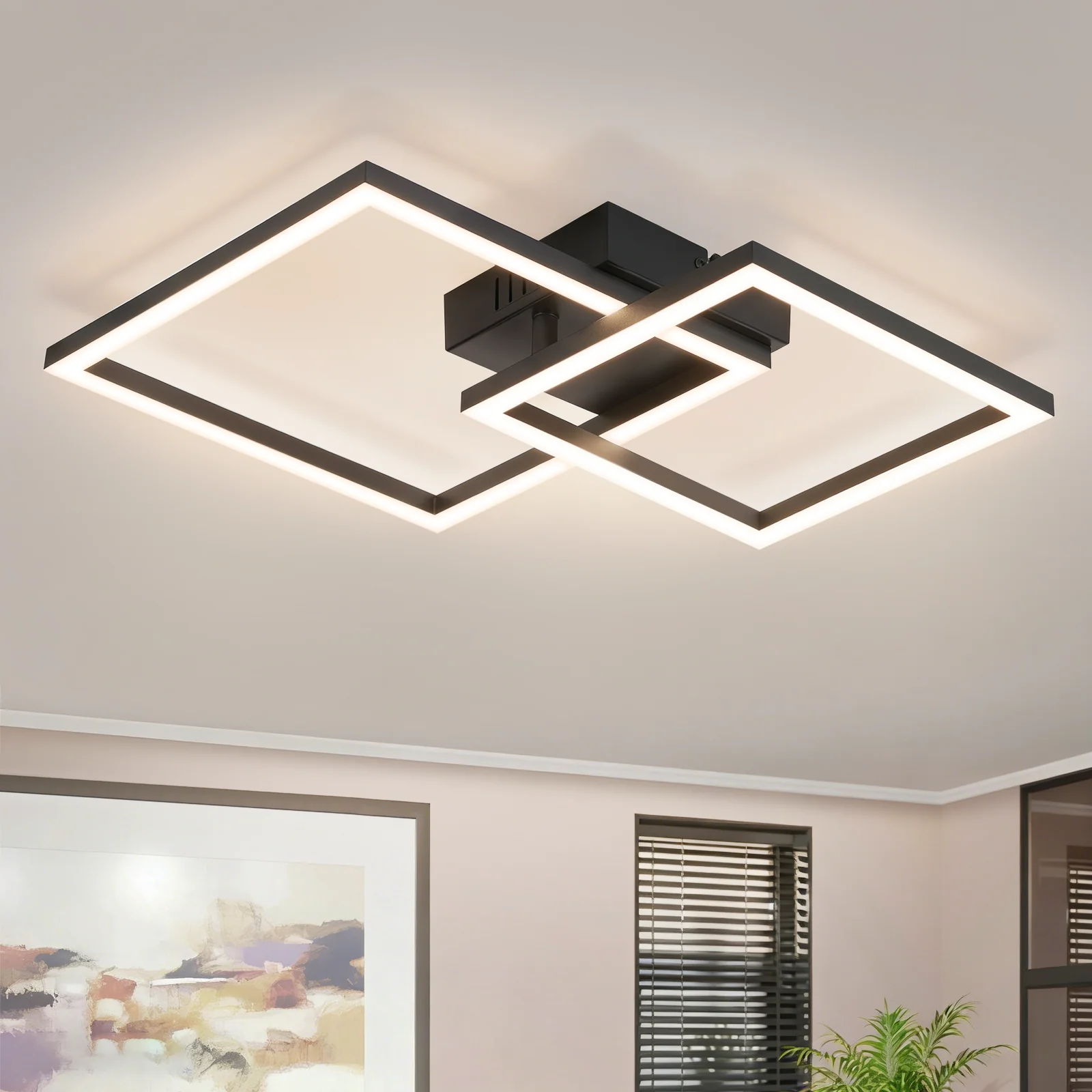 ZMH LED Deckenleuchte 20W Silber Neutralweiß Modern Drehbar Design Eckig Wohnzimmerlampe Für Küche - Image 12