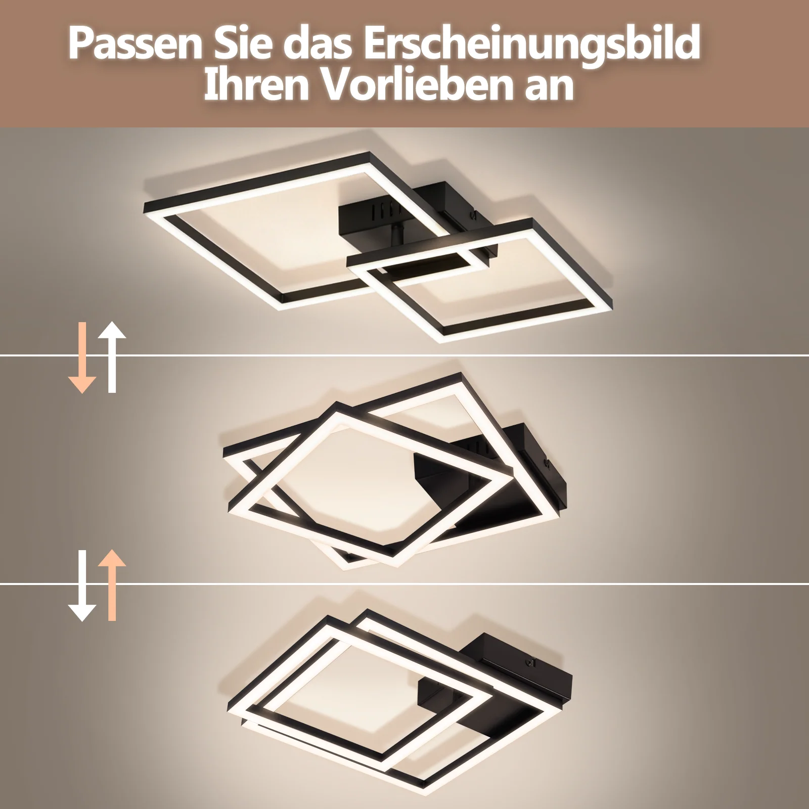ZMH LED Deckenleuchte 20W Silber Neutralweiß Modern Drehbar Design Eckig Wohnzimmerlampe Für Küche - Image 16