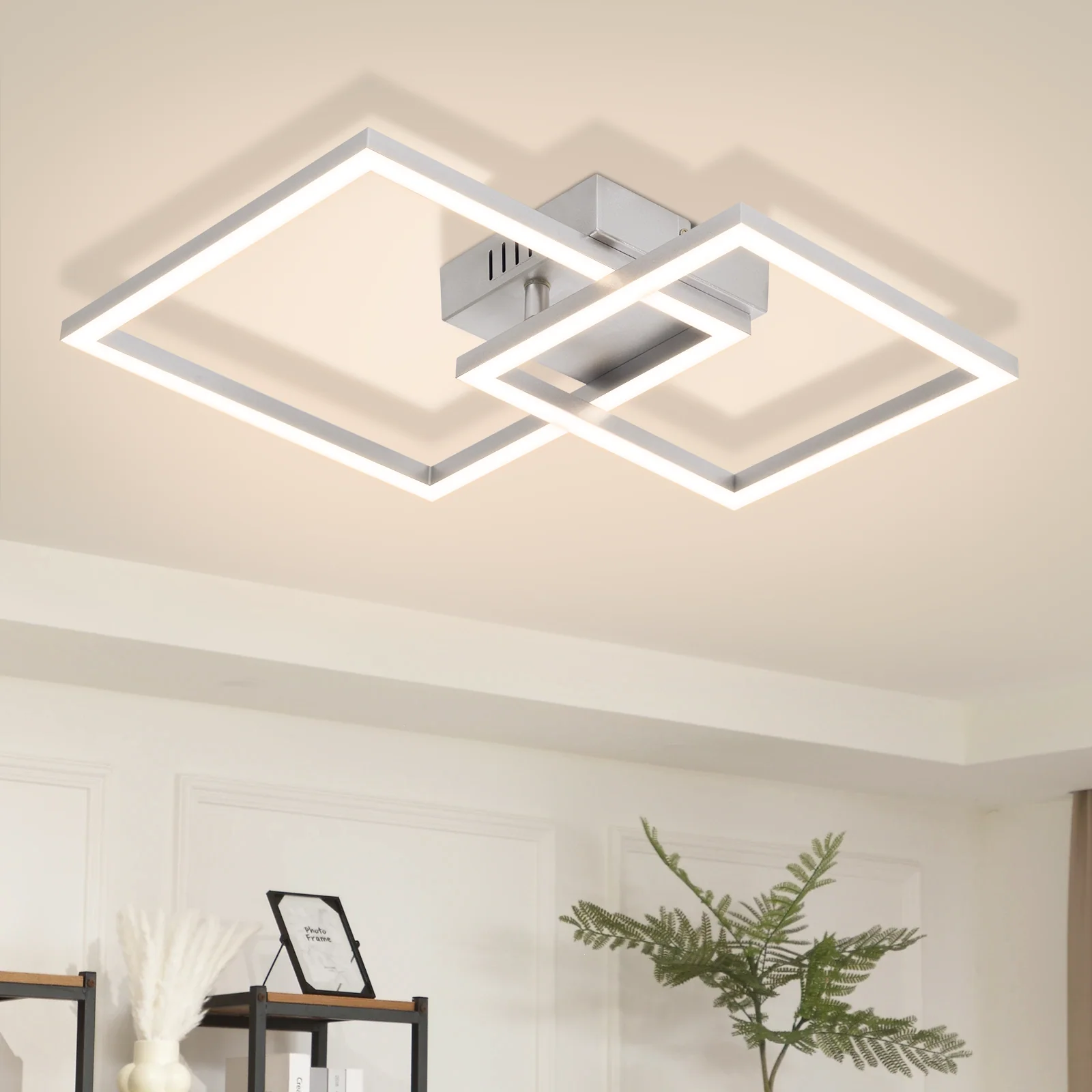 ZMH LED Deckenleuchte 20W Silber Neutralweiß Modern Drehbar Design Eckig Wohnzimmerlampe Für Küche - Image 4
