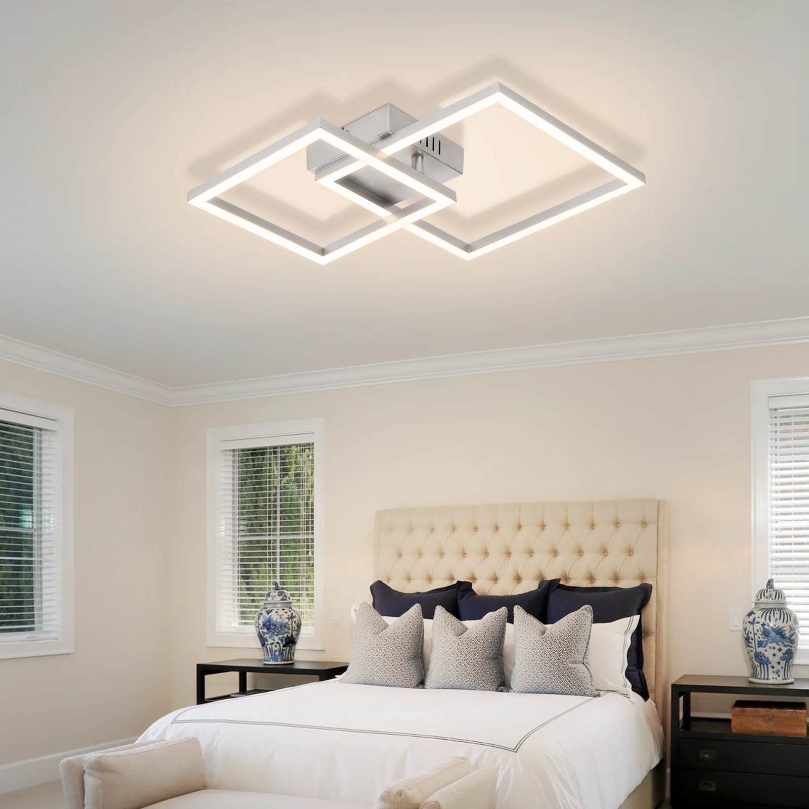 ZMH LED Deckenleuchte 20W Silber Neutralweiß Modern Drehbar Design Eckig Wohnzimmerlampe Für Küche - Image 5
