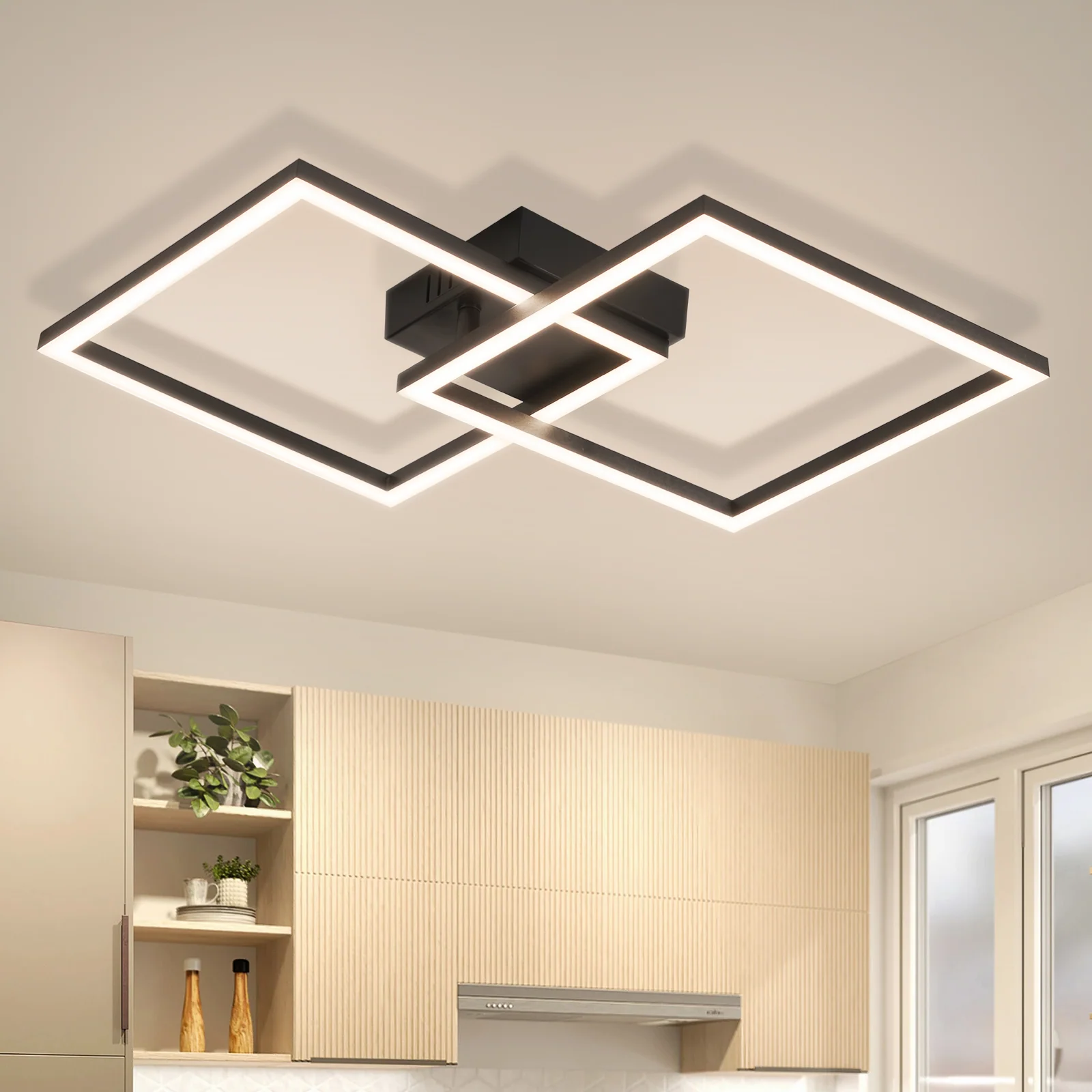 ZMH LED Deckenleuchte 24W Silber Neutralweiß Drehbar Modern Design Eckig Wohnzimmerlampe Für Küche - Image 11