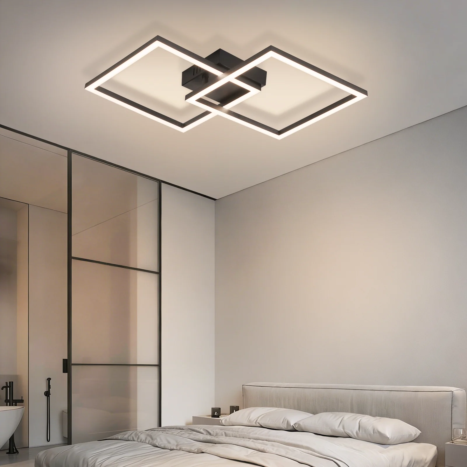 ZMH LED Deckenleuchte 24W Silber Neutralweiß Drehbar Modern Design Eckig Wohnzimmerlampe Für Küche - Image 12