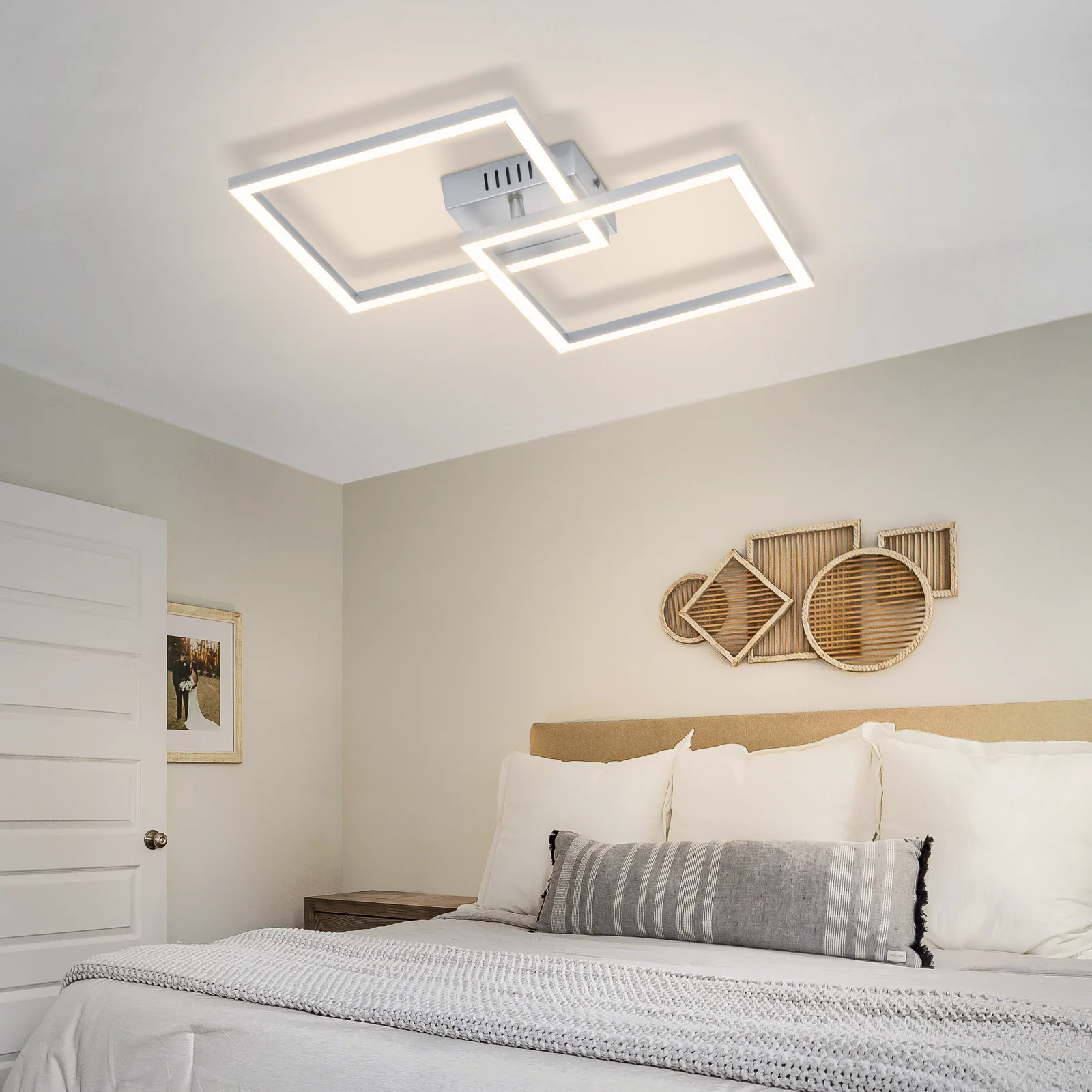 ZMH LED Deckenleuchte 24W Silber Neutralweiß Drehbar Modern Design Eckig Wohnzimmerlampe Für Küche - Image 4