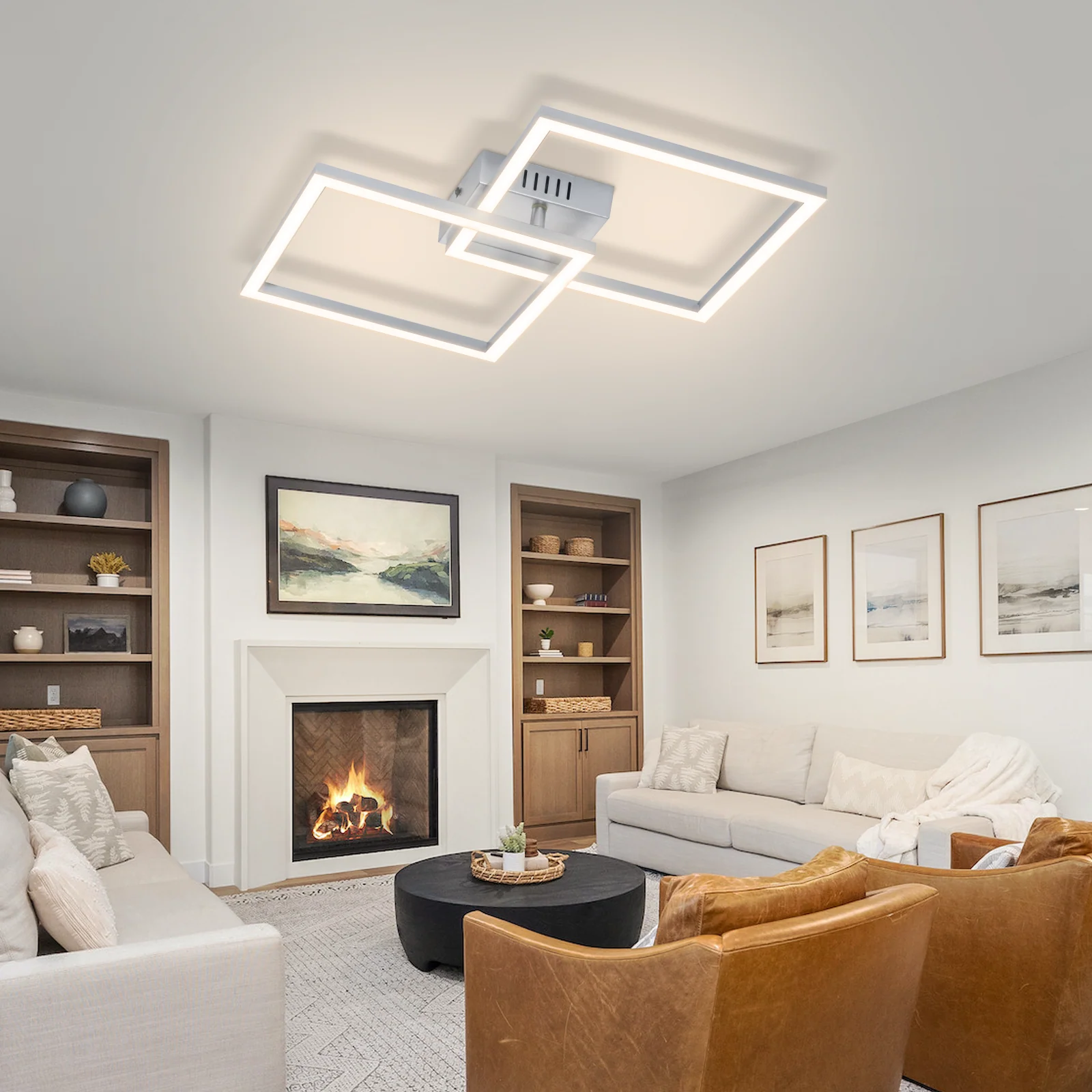 ZMH LED Deckenleuchte 24W Silber Neutralweiß Drehbar Modern Design Eckig Wohnzimmerlampe Für Küche - Image 5