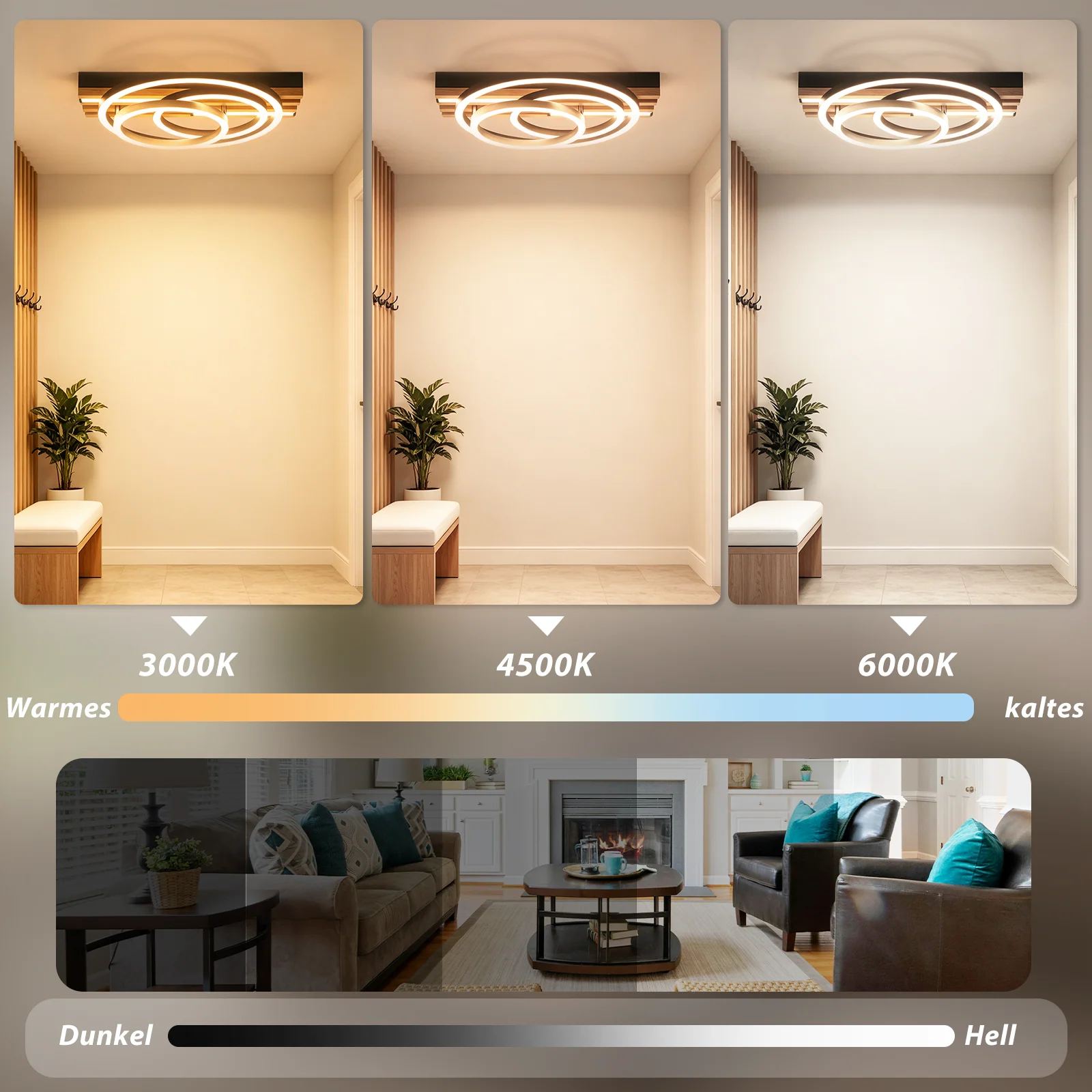 ZMH LED Deckenleuchte 44W Schwarz Modern Design Ring Deckenlampe Für Wohnzimmer Schlafzimmer Flur - Image 6