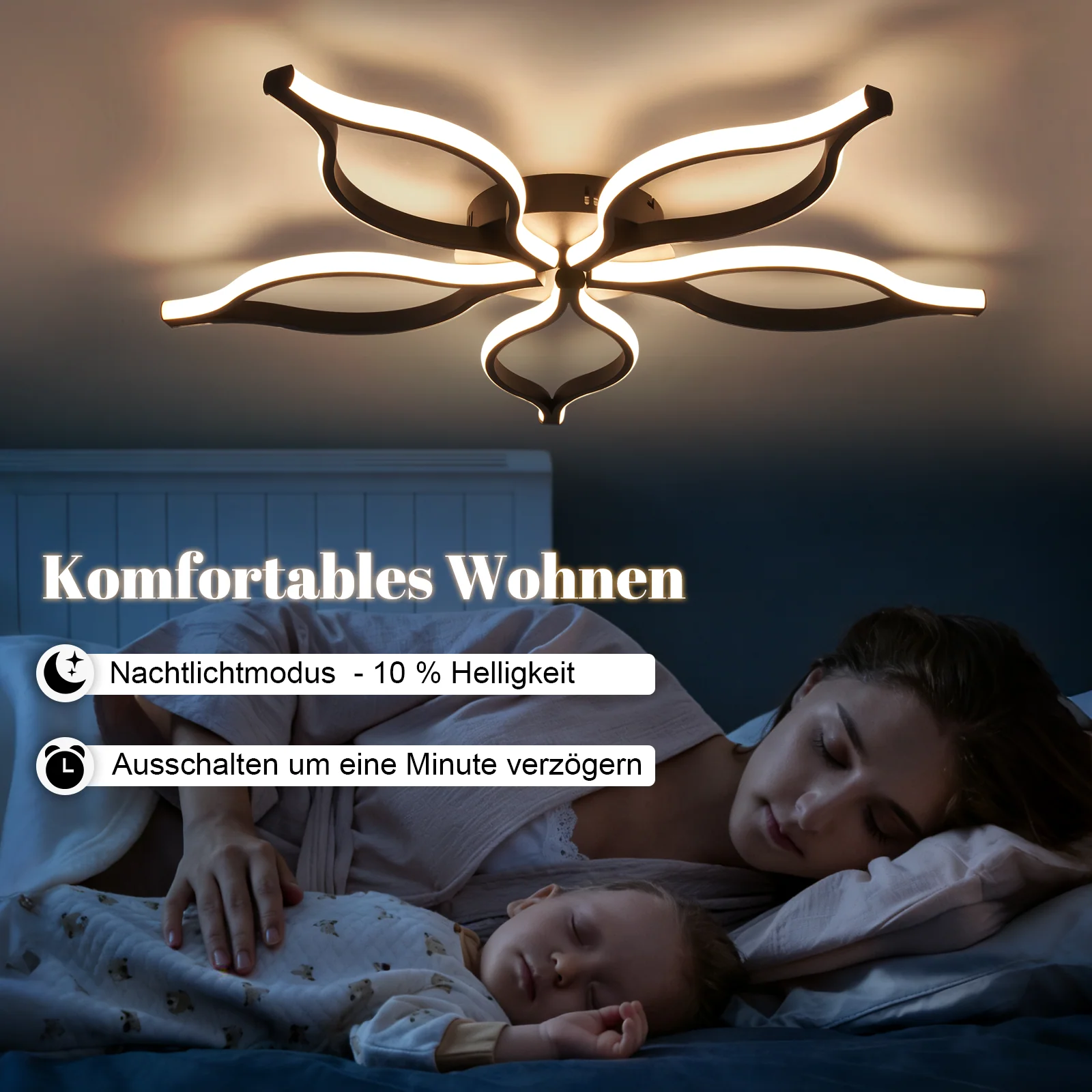 ZMH LED Deckenleuchte 80CM Dimmbar Modern Design 75W Weiß Groß Wohnzimmerlampe mit Fernbedienung - Image 14