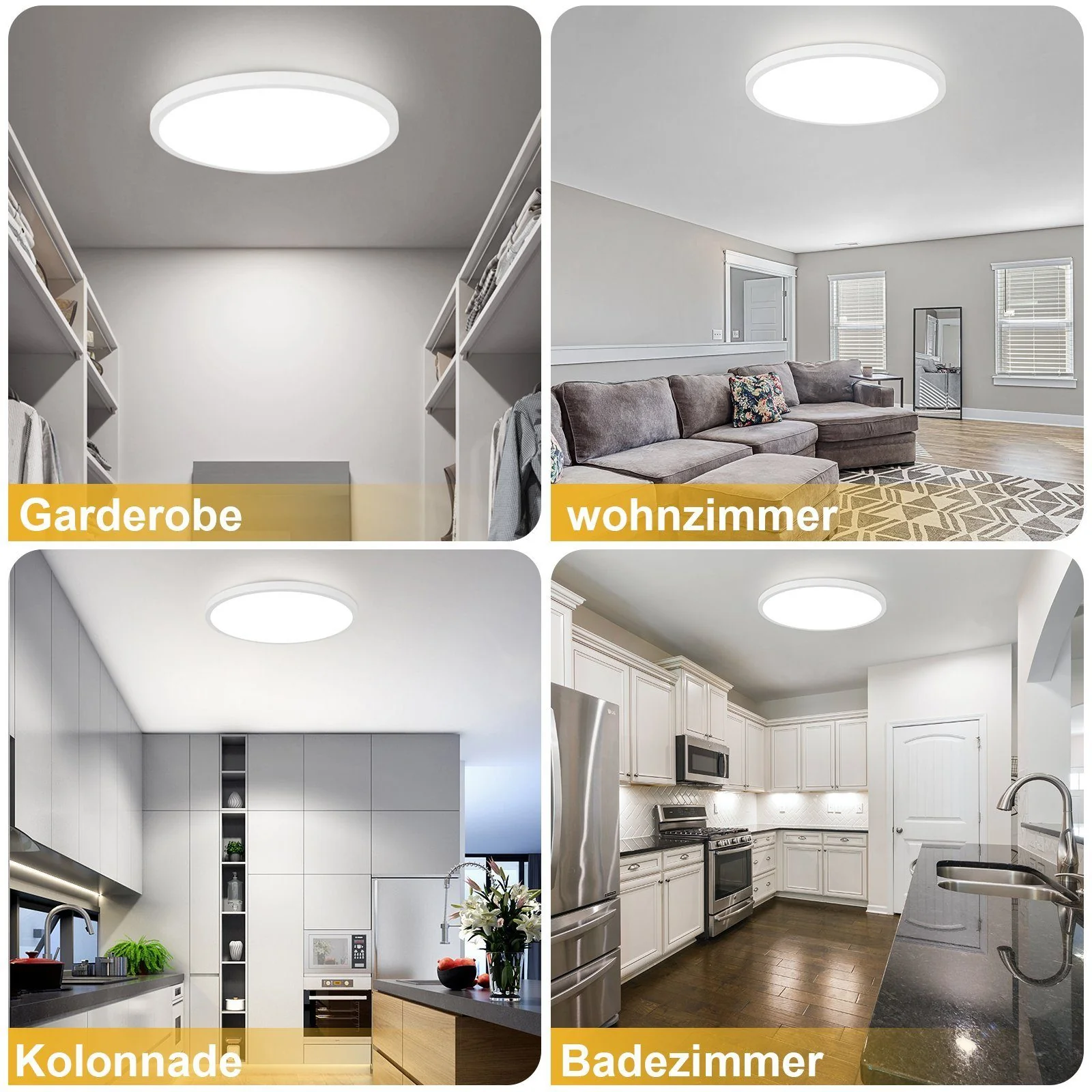ZMH LED Deckenleuchte Badezimmer Deckenleuchte - Badezimmerlampe Ø30cm flach rund 18W IP44 - Image 4
